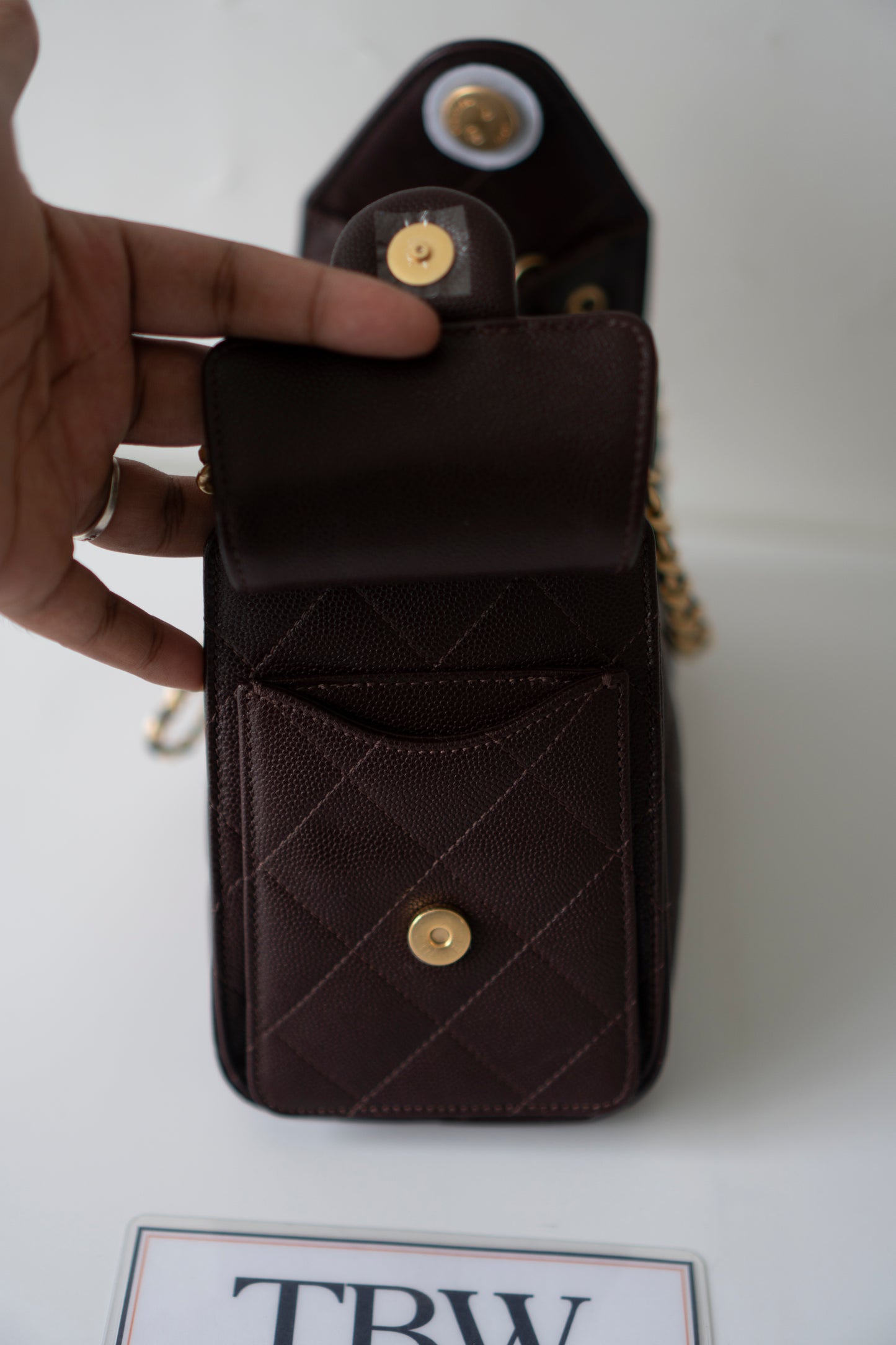 C25 Mini – Dark Brown Quilted Caviar Leather with Gold Hardware