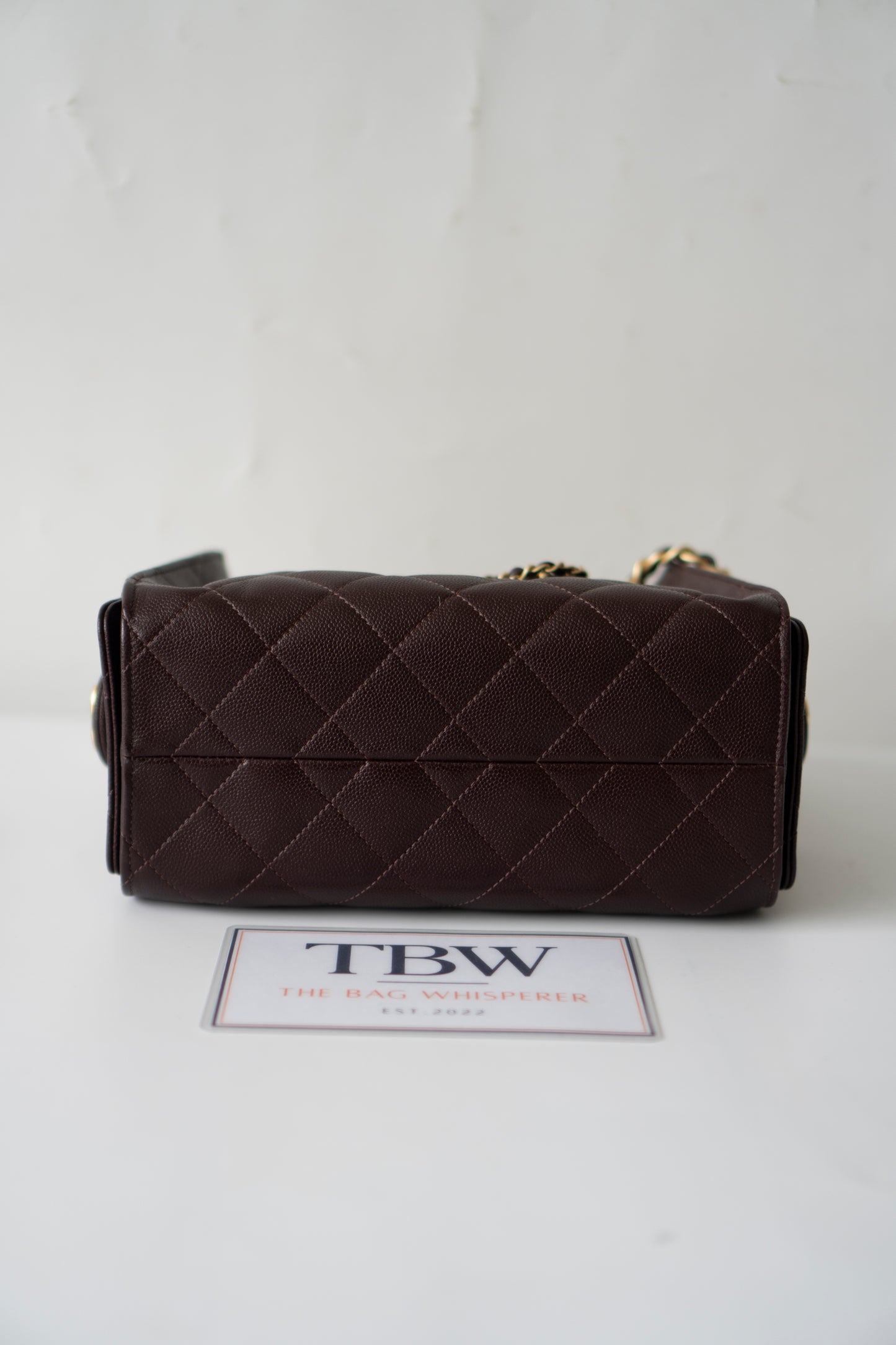 C25 Mini – Dark Brown Quilted Caviar Leather with Gold Hardware