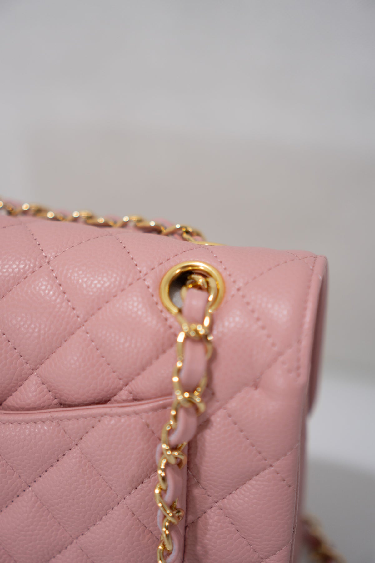 Classic Flap Bag – Light Pink Caviar Leather with Gold Hardware