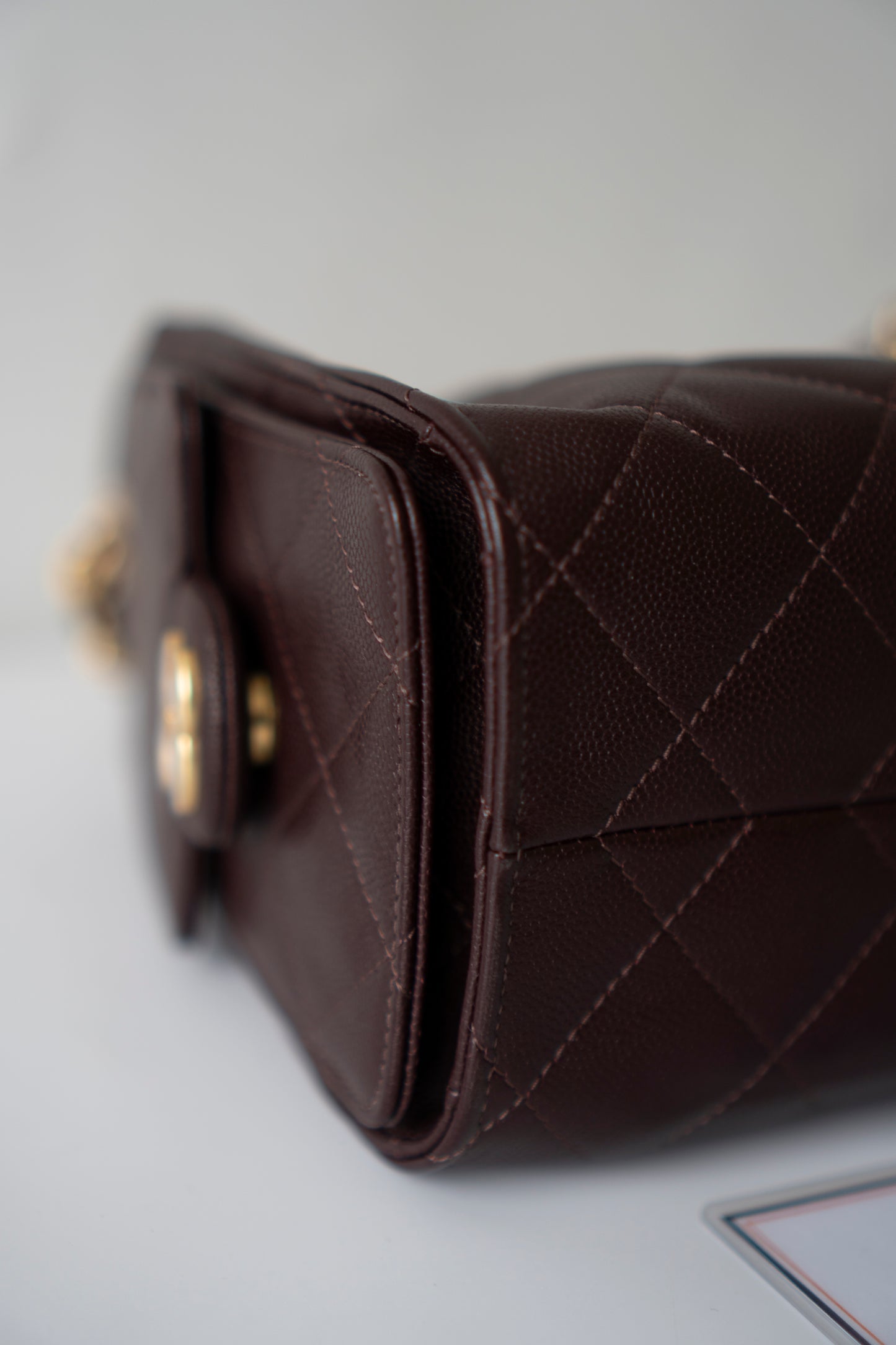 C25 Mini – Dark Brown Quilted Caviar Leather with Gold Hardware