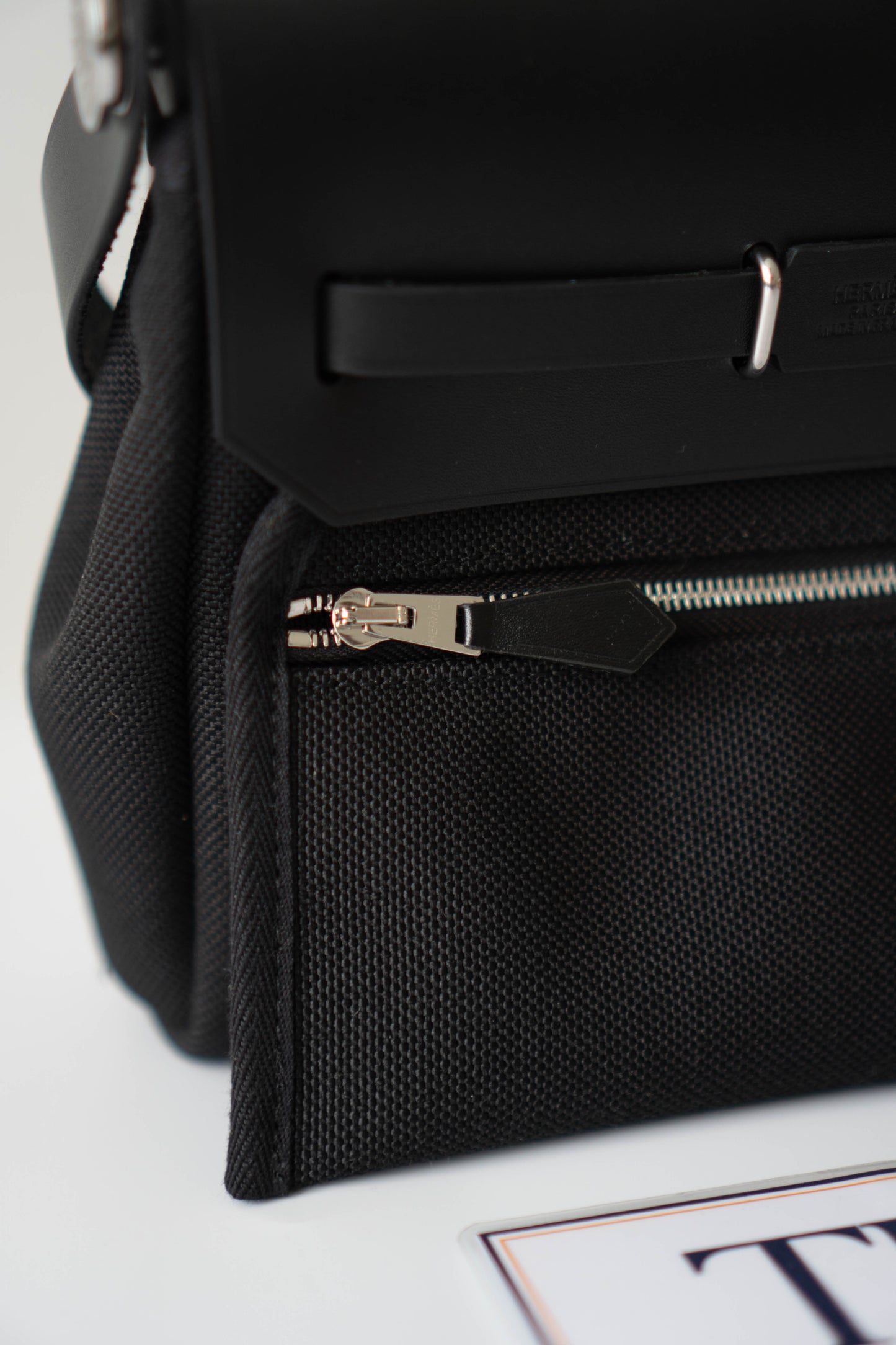 Mini Herbag – Black Canvas & Leather with Palladium Hardware