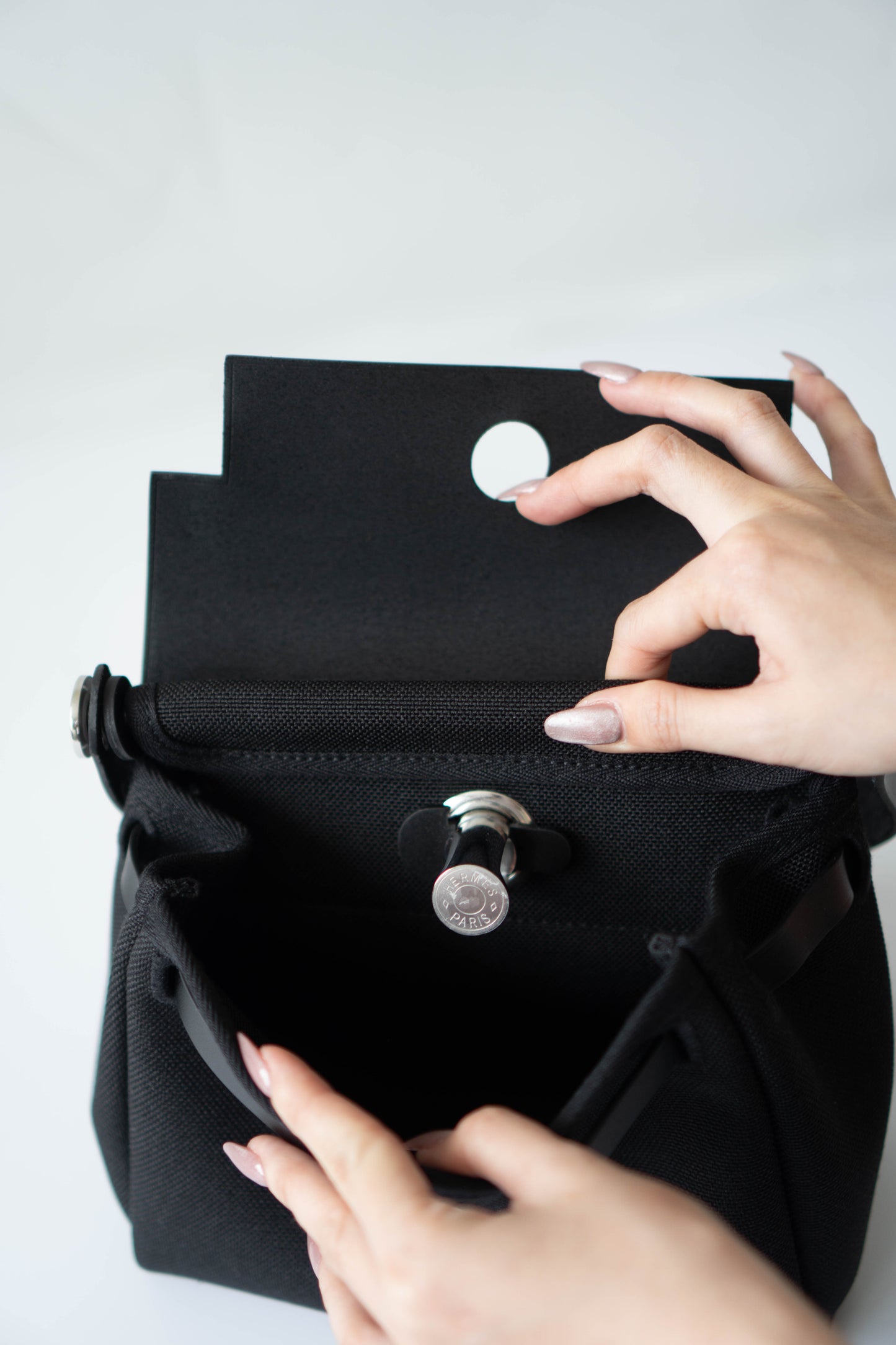 Mini Herbag – Black Canvas & Leather with Palladium Hardware