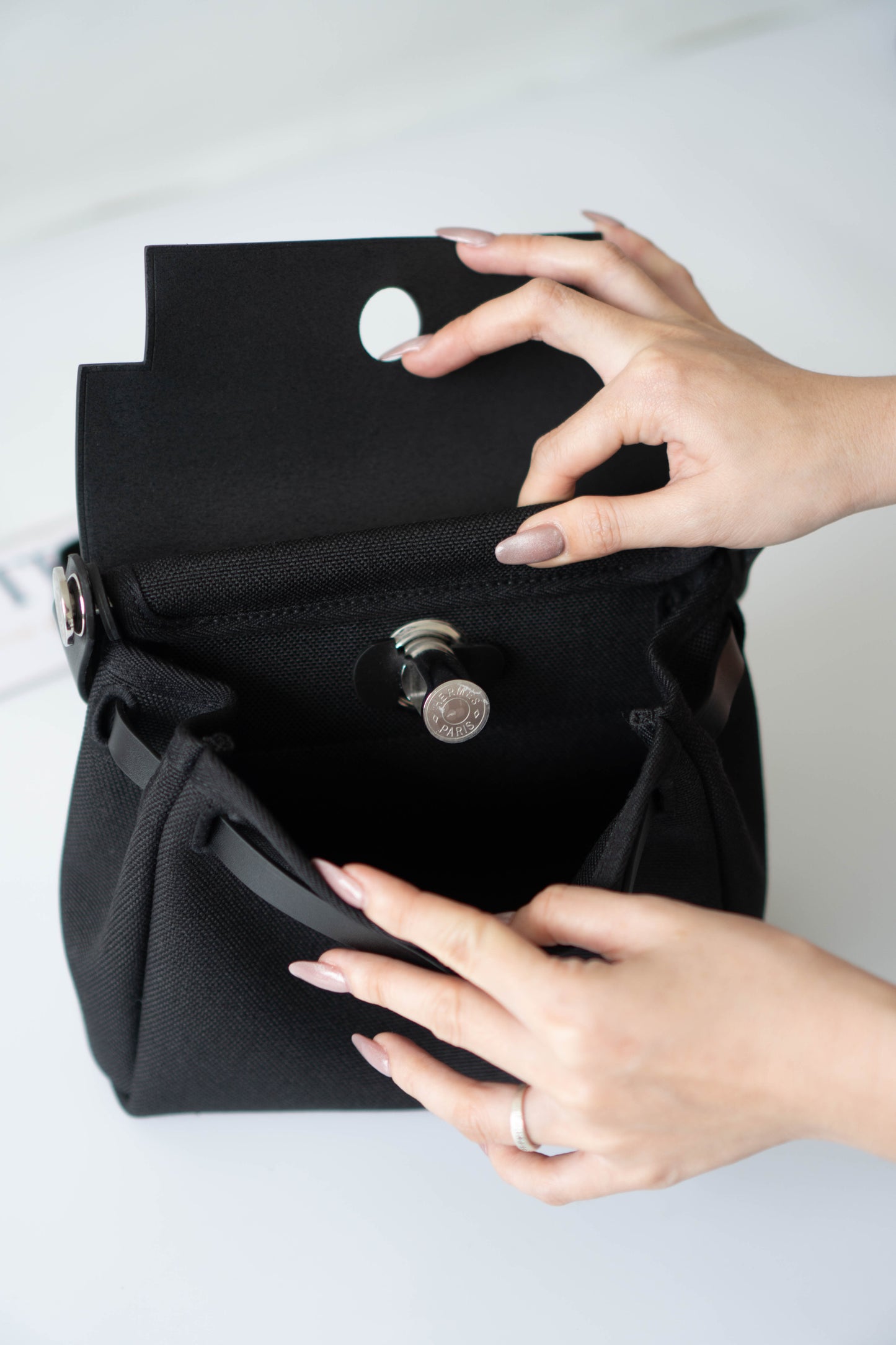 Mini Herbag – Black Canvas & Leather with Palladium Hardware