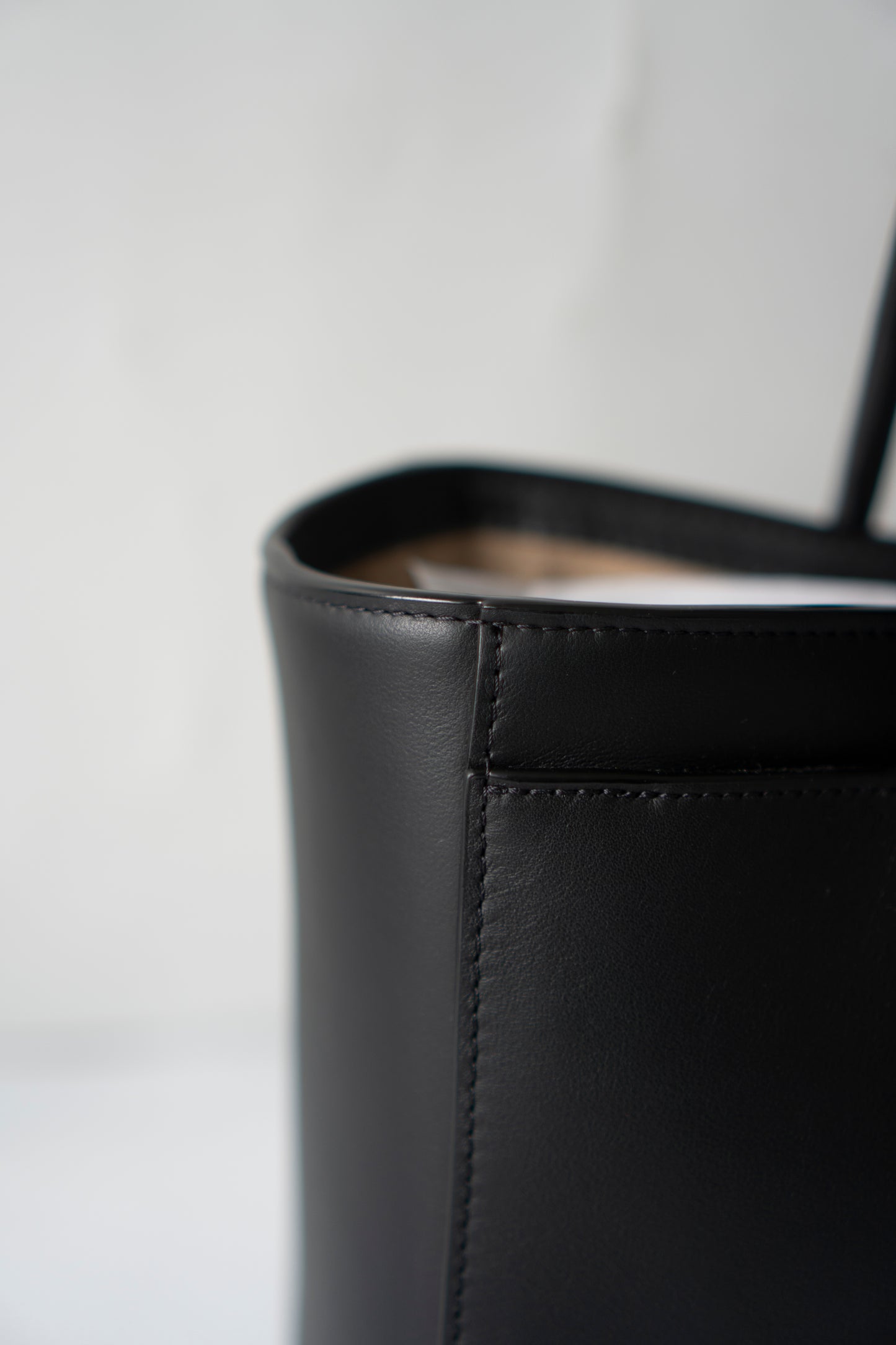 Archetype Small Shopping Tote (26S) – Black Calfskin with Gold Hardware