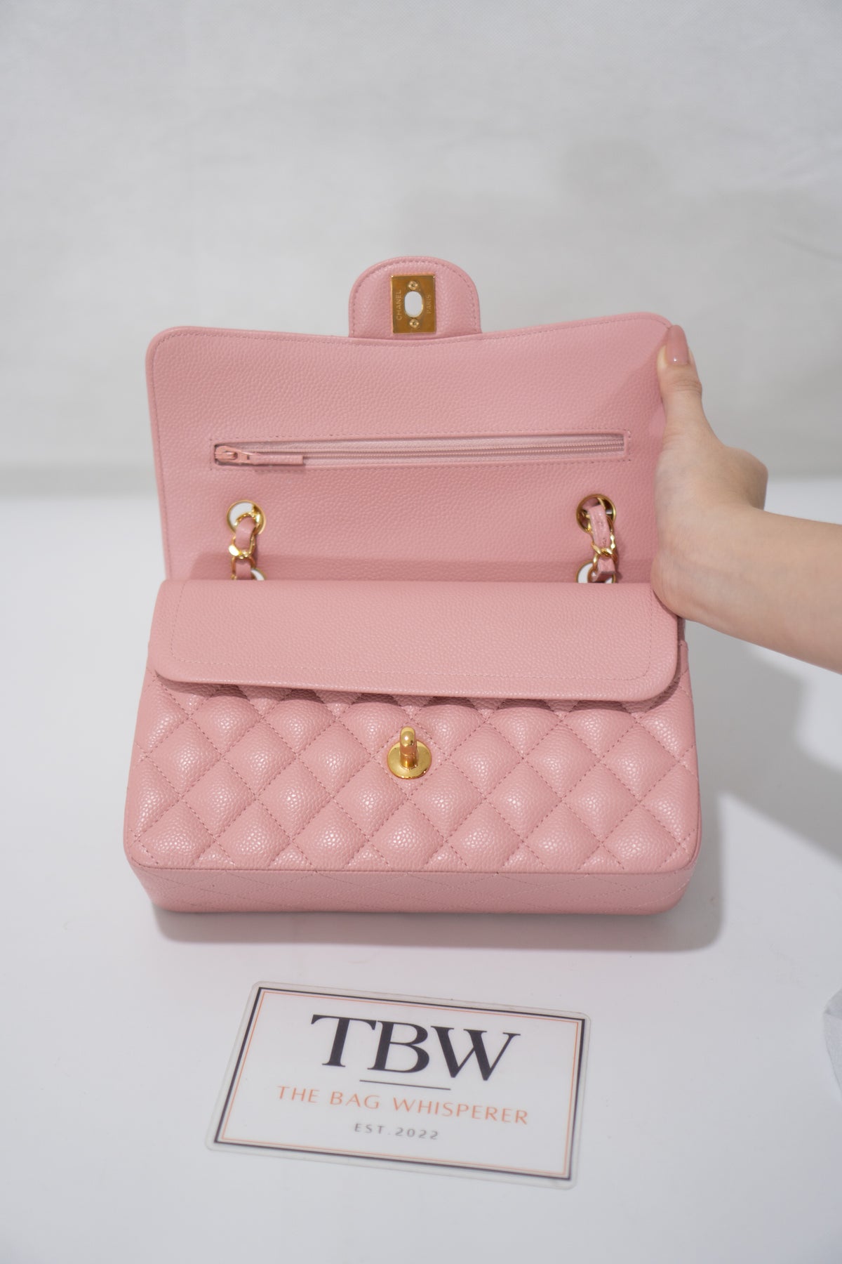 Classic Flap Bag – Light Pink Caviar Leather with Gold Hardware