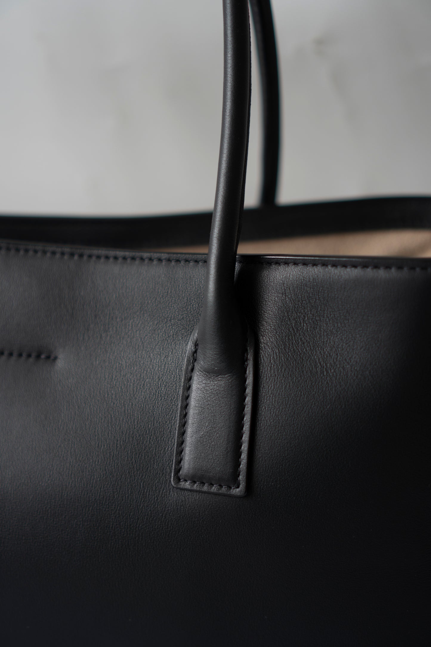 Archetype Small Shopping Tote (26S) – Black Calfskin with Gold Hardware
