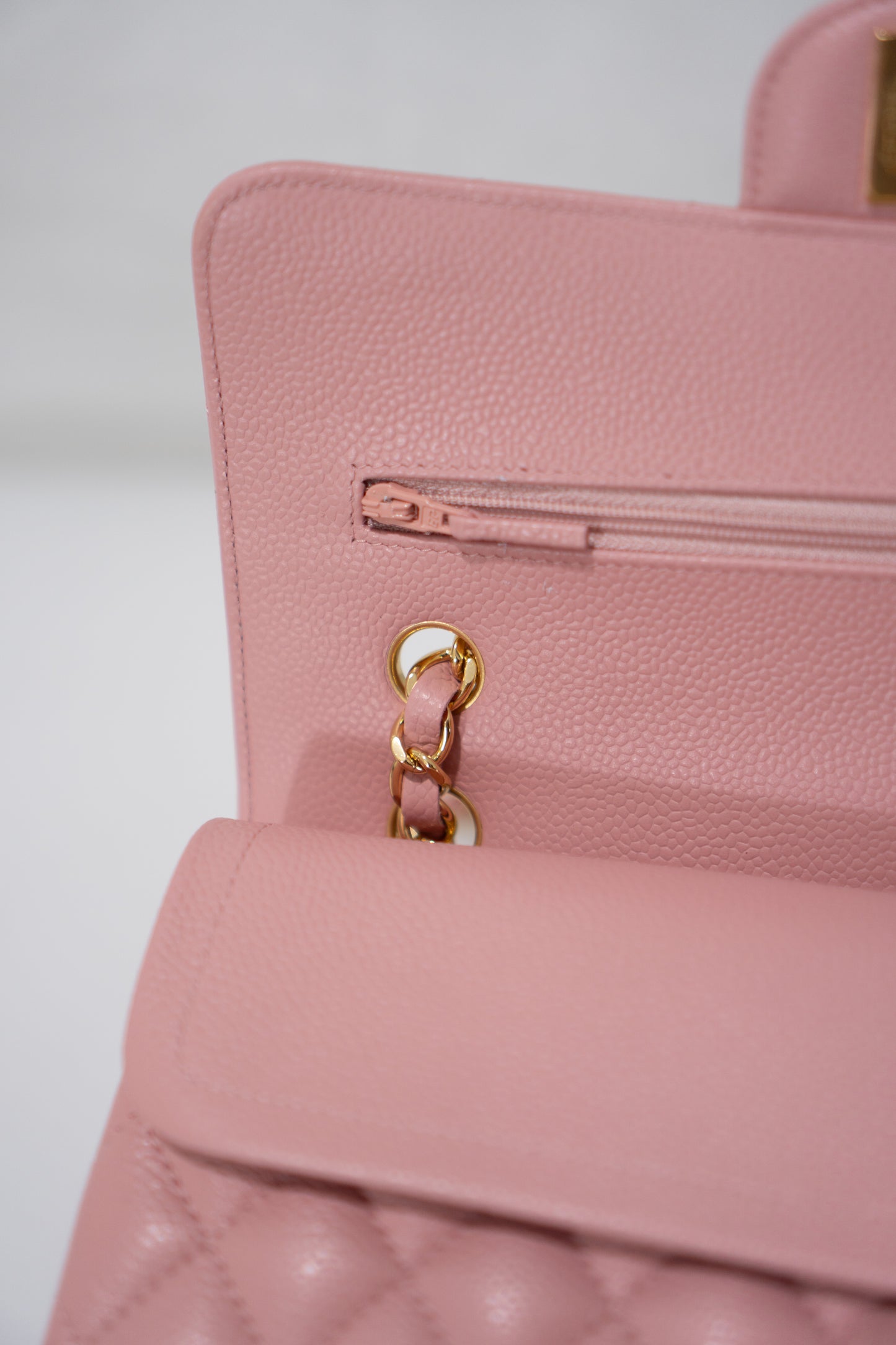 Classic Flap Bag – Light Pink Caviar Leather with Gold Hardware