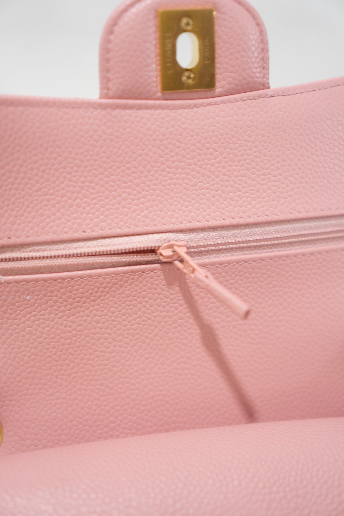 Classic Flap Bag – Light Pink Caviar Leather with Gold Hardware