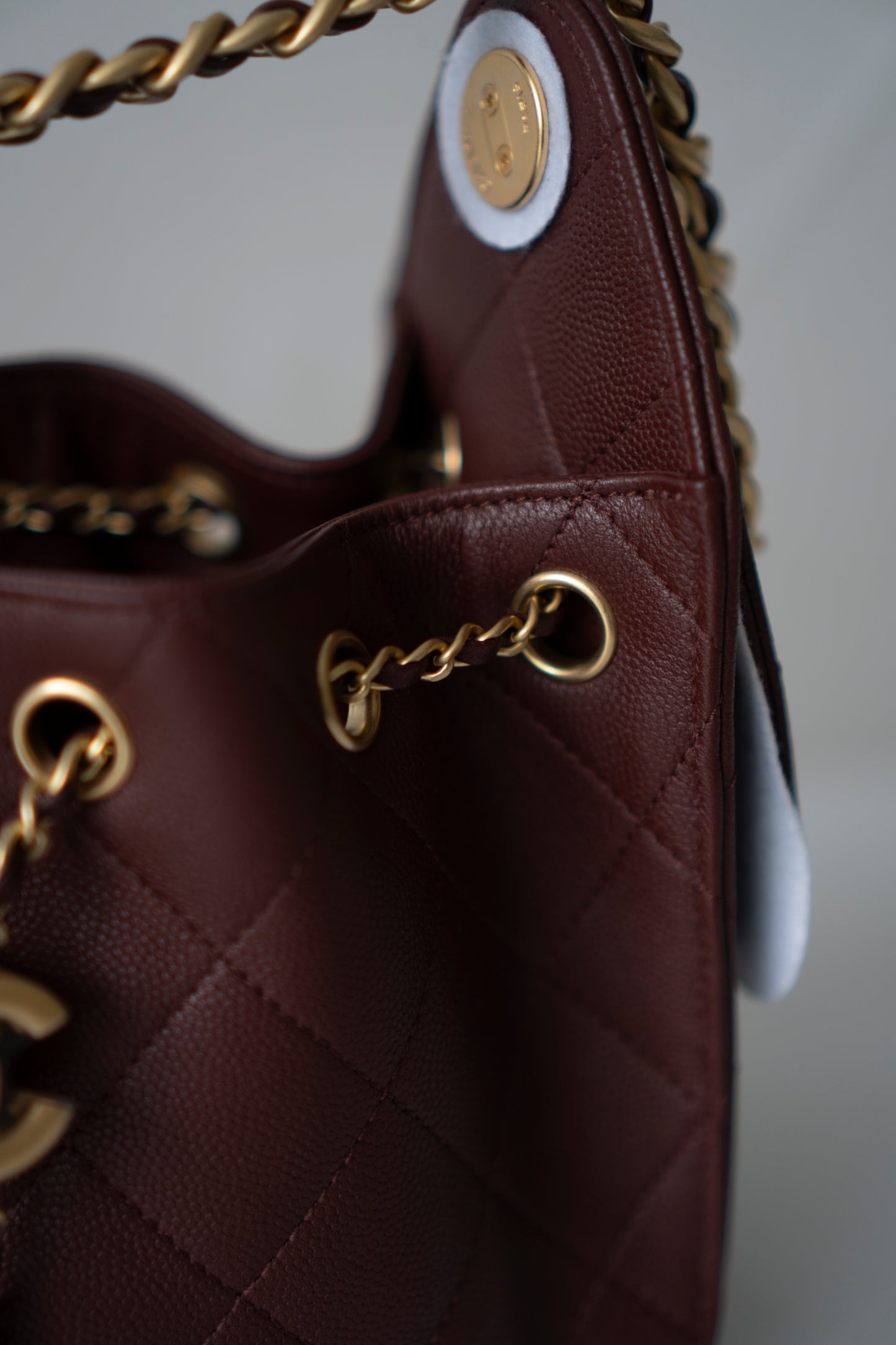 C25 Mini – Burgundy Quilted Caviar Leather with Gold Hardware