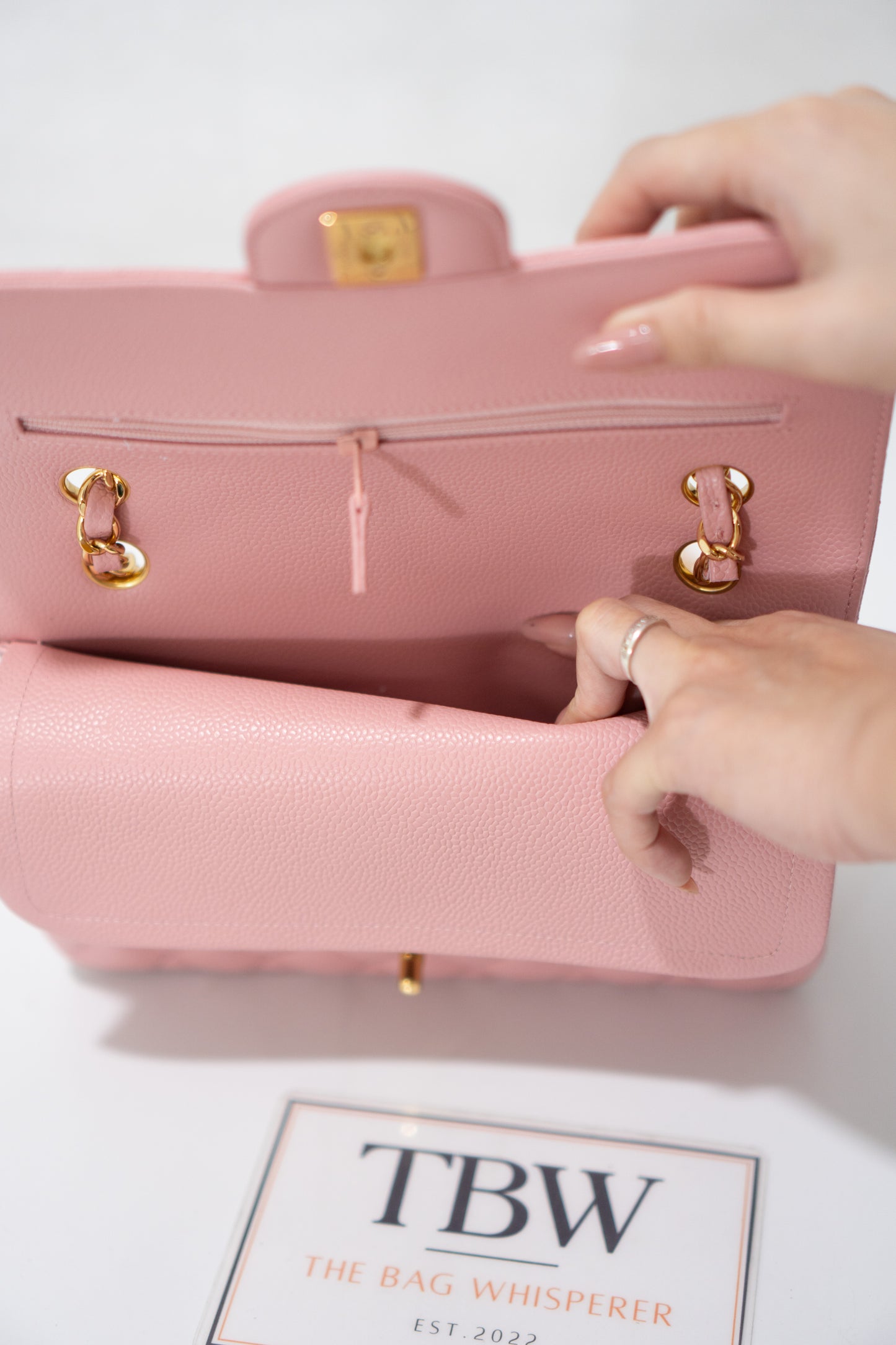 Classic Flap Bag – Light Pink Caviar Leather with Gold Hardware
