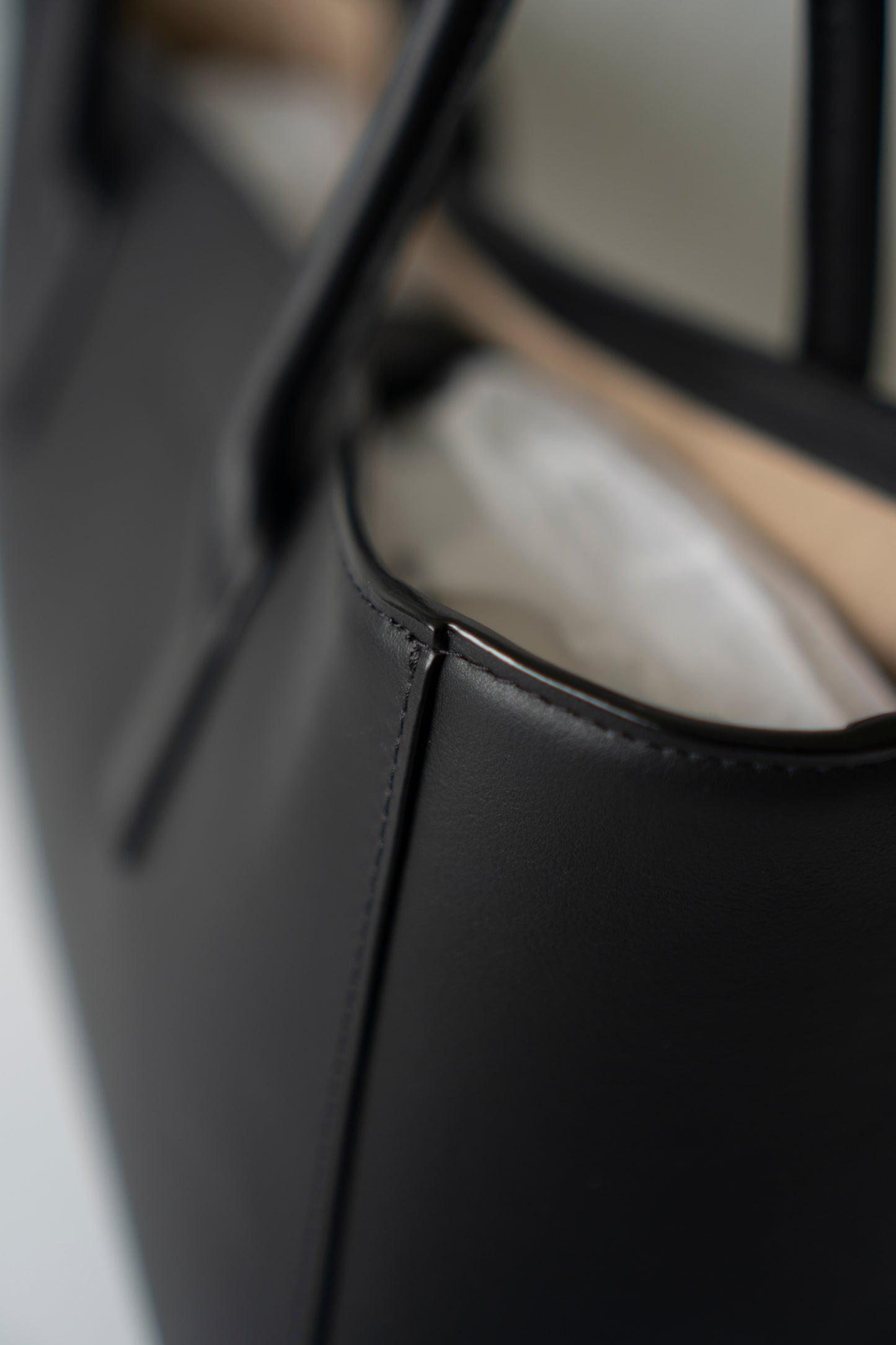 Archetype Small Shopping Tote (26S) – Black Calfskin with Gold Hardware