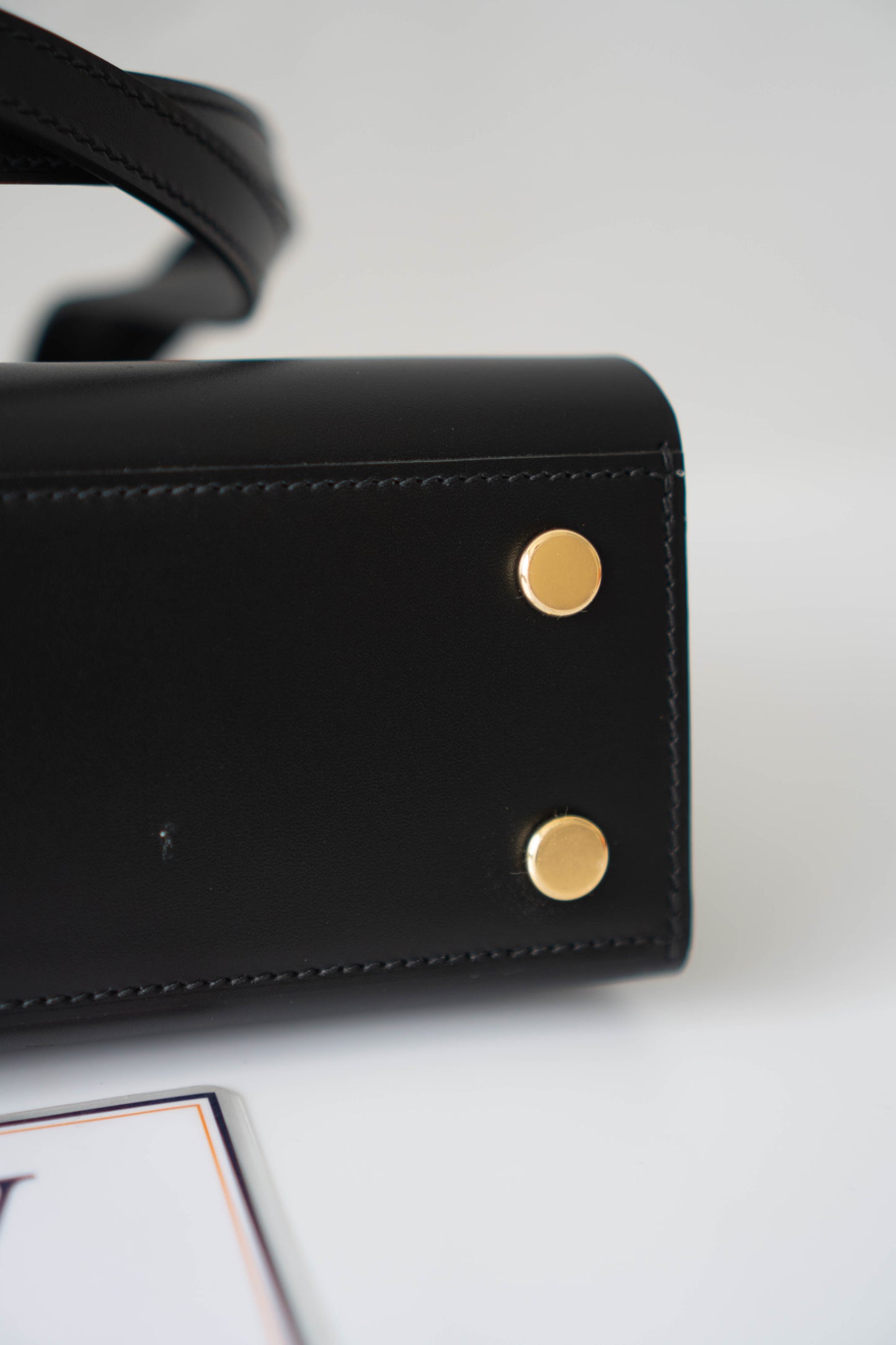 Tablier Shoulder Bag – Black Smooth Leather with Gold Hardware