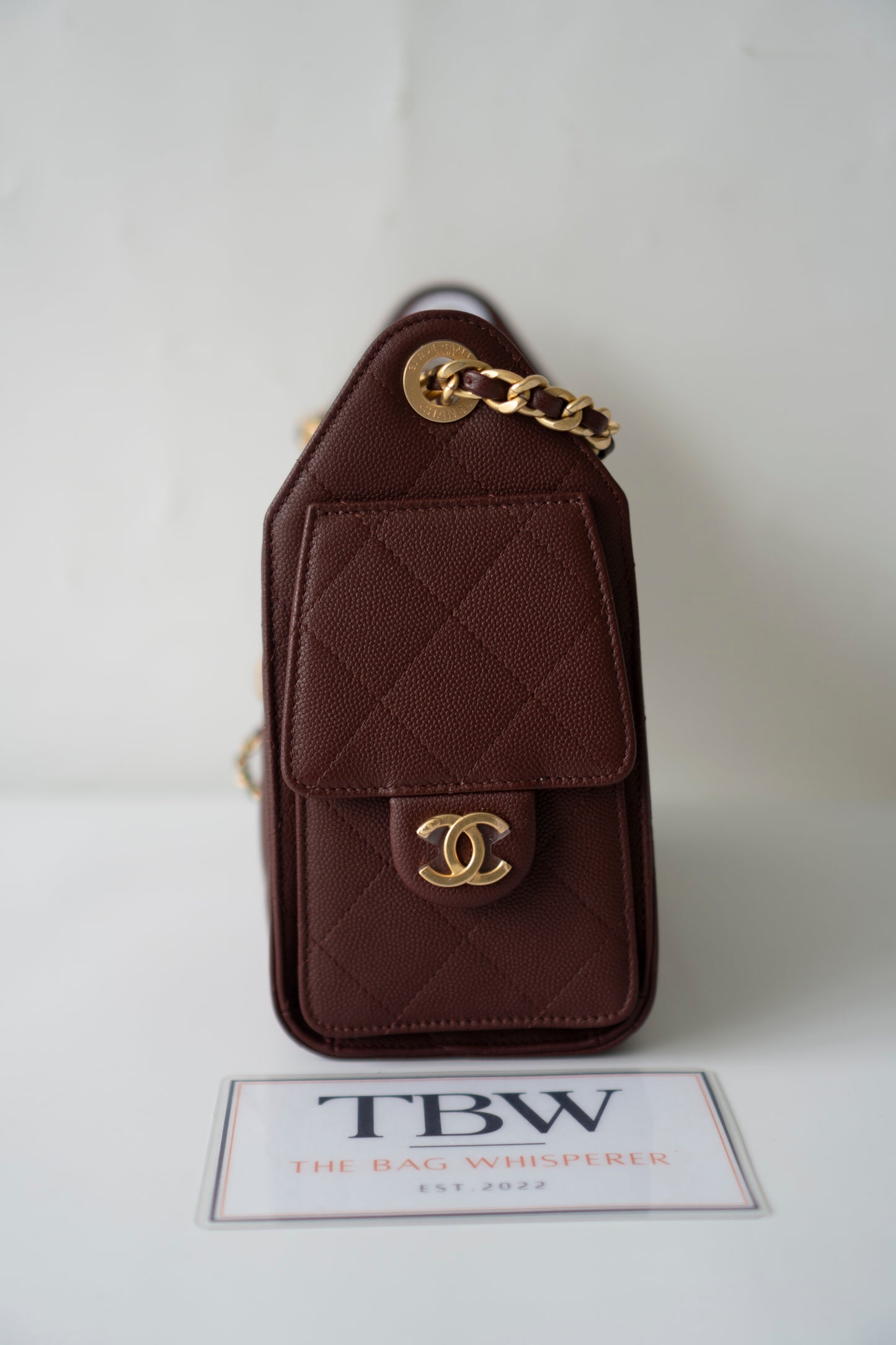 C25 Mini – Burgundy Quilted Caviar Leather with Gold Hardware