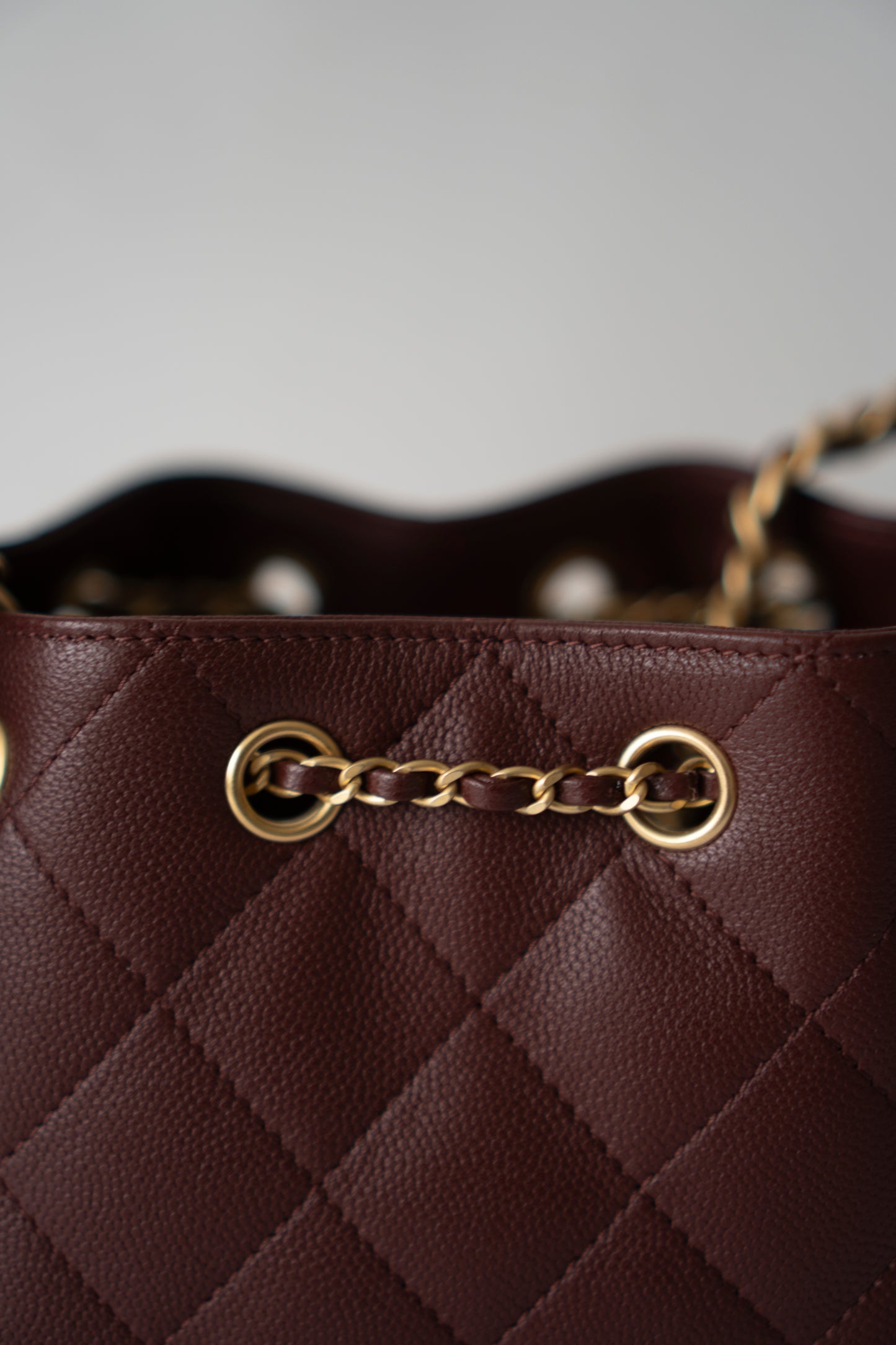 C25 Mini – Burgundy Quilted Caviar Leather with Gold Hardware