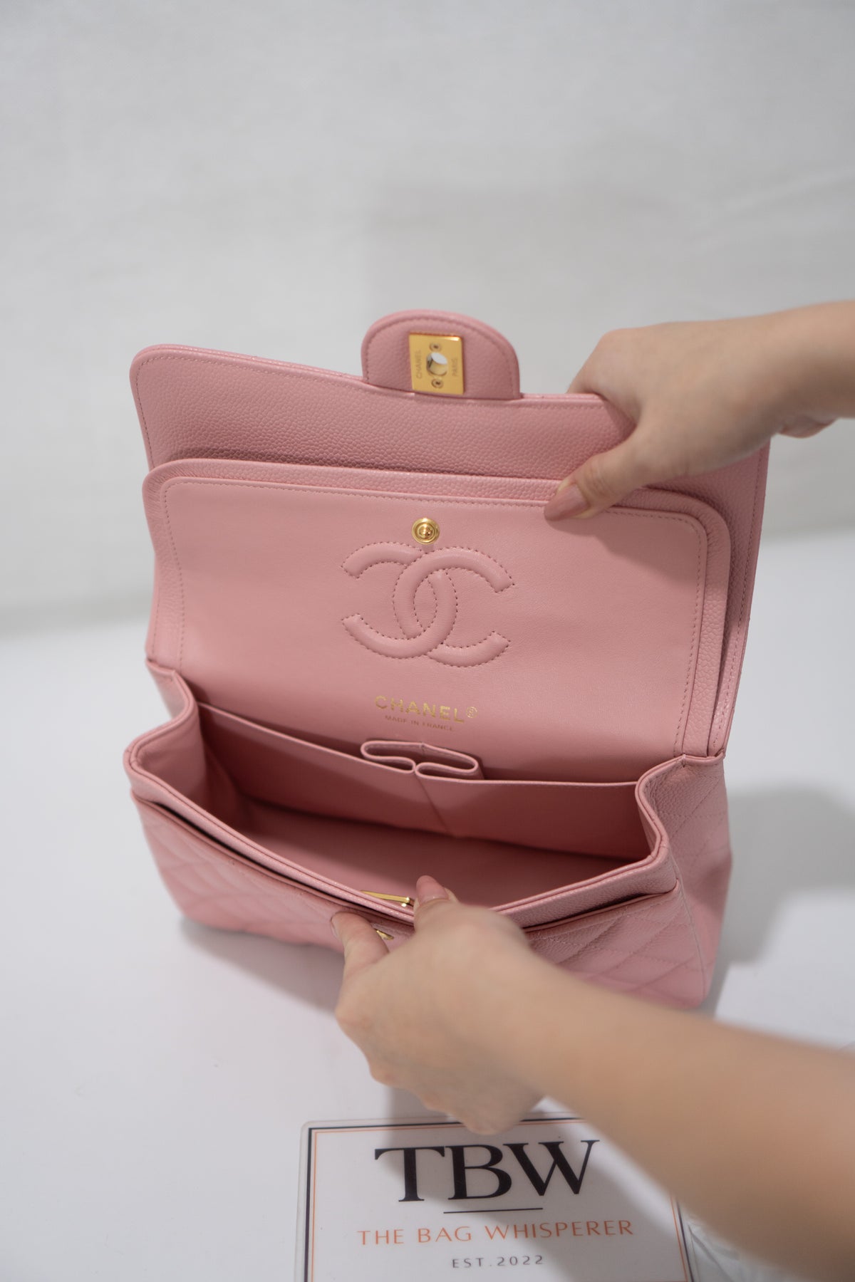 Classic Flap Bag – Light Pink Caviar Leather with Gold Hardware