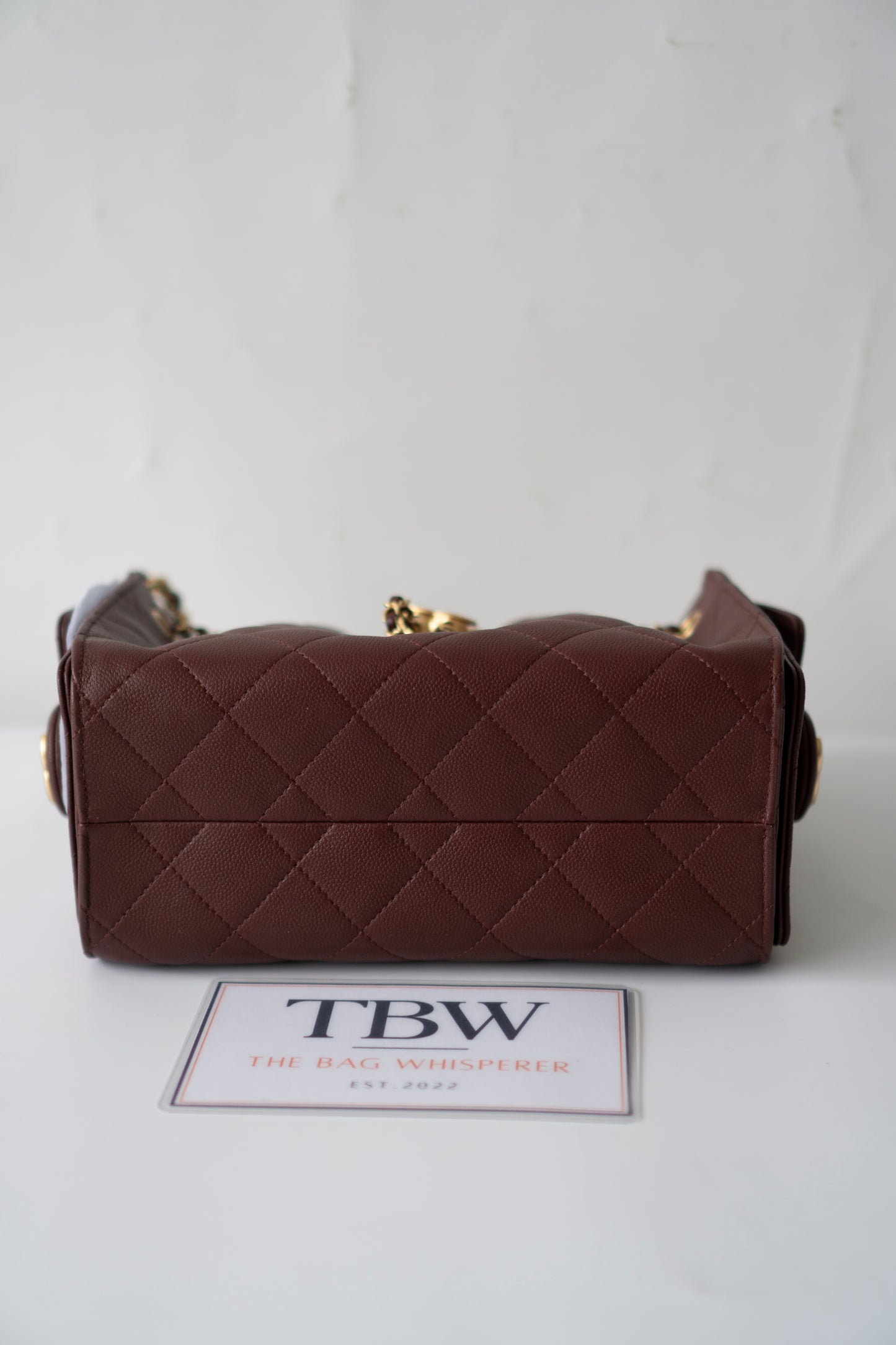 C25 Mini – Burgundy Quilted Caviar Leather with Gold Hardware
