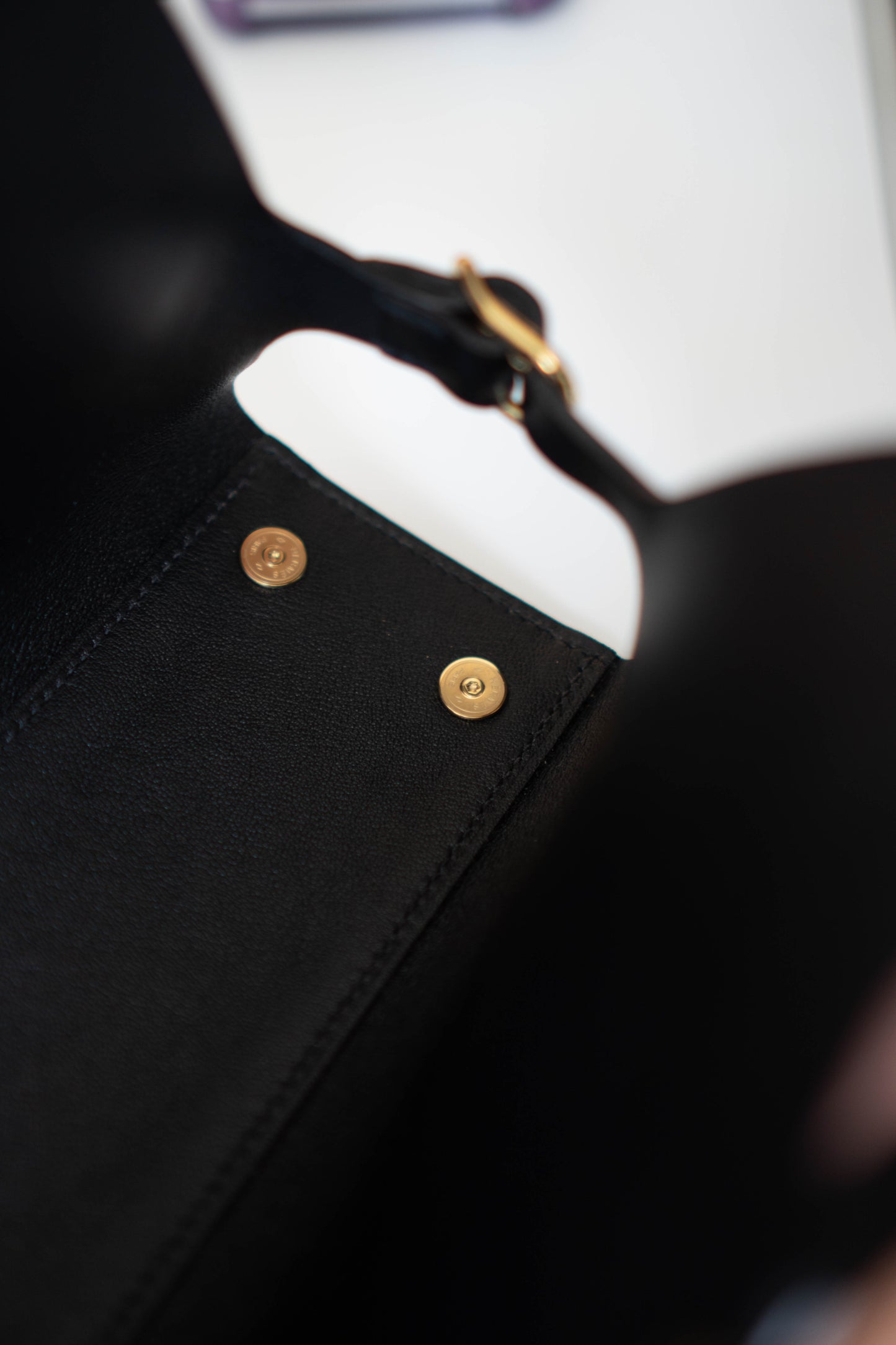 Tablier Shoulder Bag – Black Smooth Leather with Gold Hardware