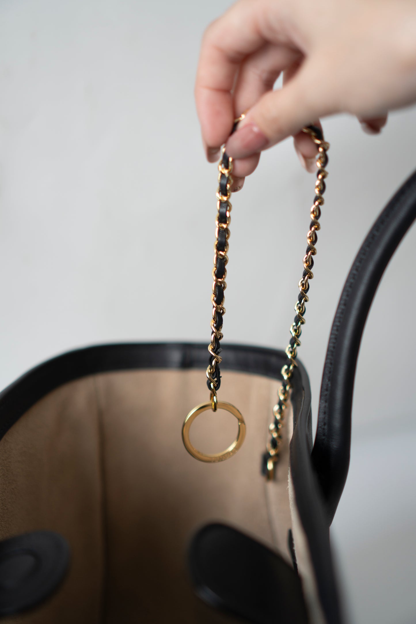 Archetype Small Shopping Tote (26S) – Black Calfskin with Gold Hardware