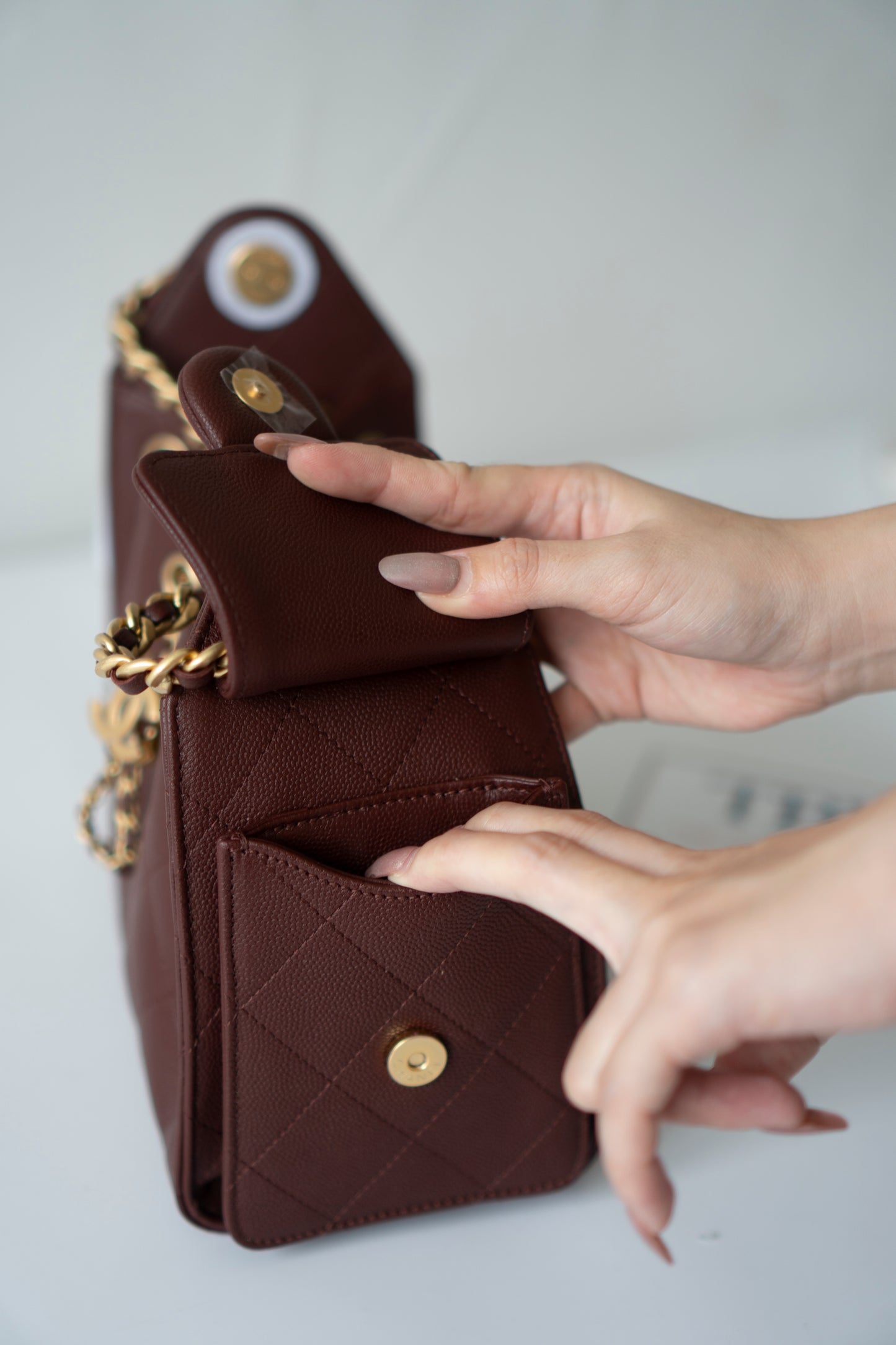 C25 Mini – Burgundy Quilted Caviar Leather with Gold Hardware