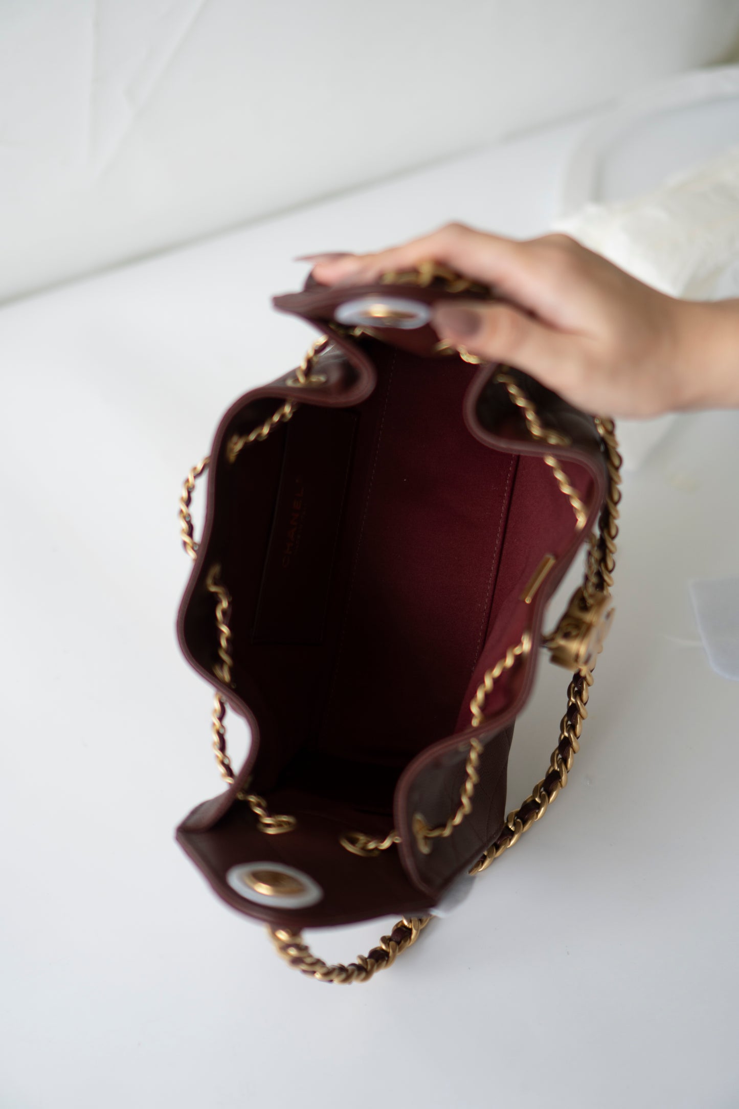 C25 Mini – Burgundy Quilted Caviar Leather with Gold Hardware