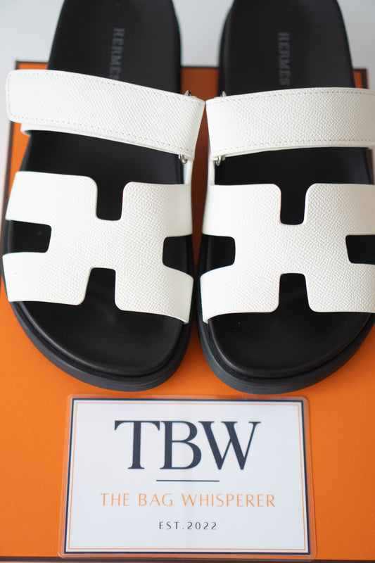 Chypre Sandals – Black Sole with White Epsom Leather