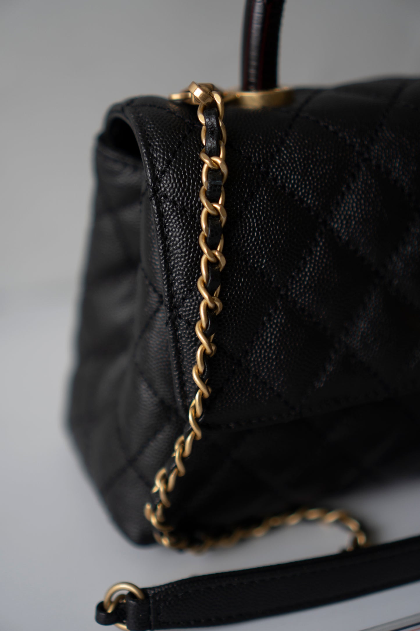Coco Handle – Black Caviar with Gold Hardware & Snakeskin Handle
