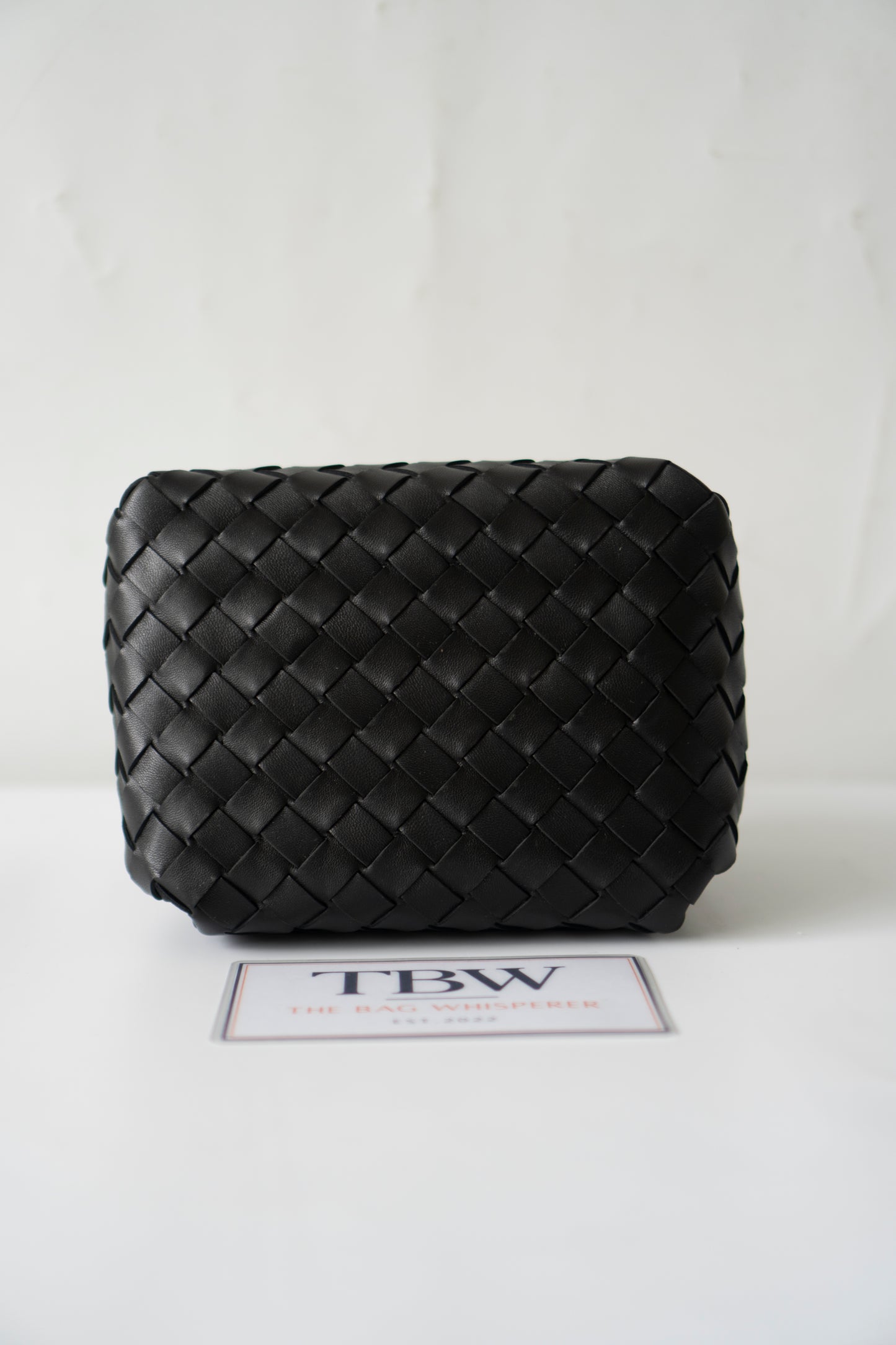Parachute Bag – Black Intrecciato Leather with Gold Hardware