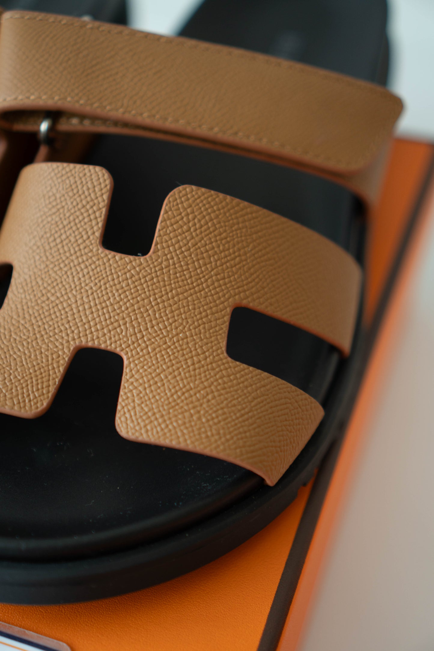 Chypre Sandals – Brown Epsom Leather with Black Sole