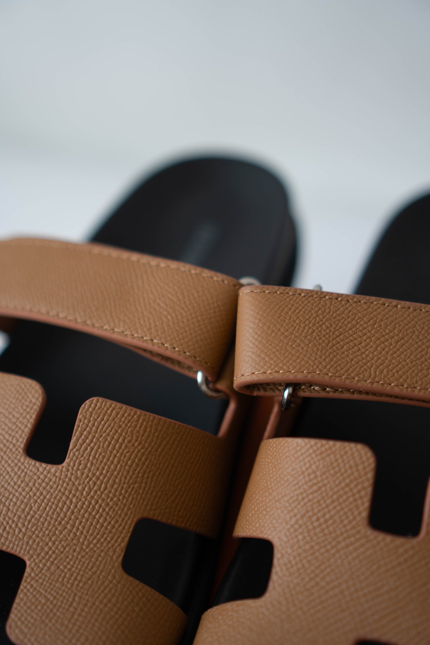 Chypre Sandals – Brown Epsom Leather with Black Sole
