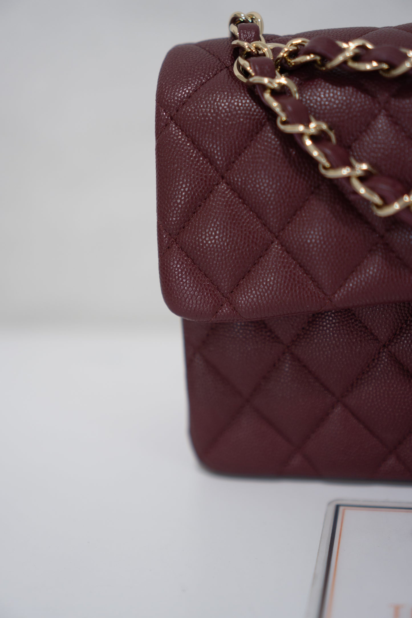 Classic Flap Bag – Burgundy Caviar Leather with Light Gold Hardware