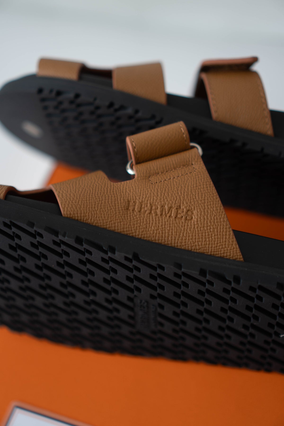 Chypre Sandals – Brown Epsom Leather with Black Sole