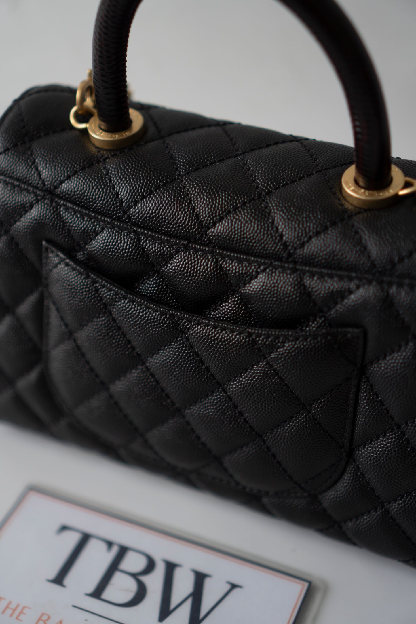 Coco Handle – Black Caviar with Gold Hardware & Snakeskin Handle