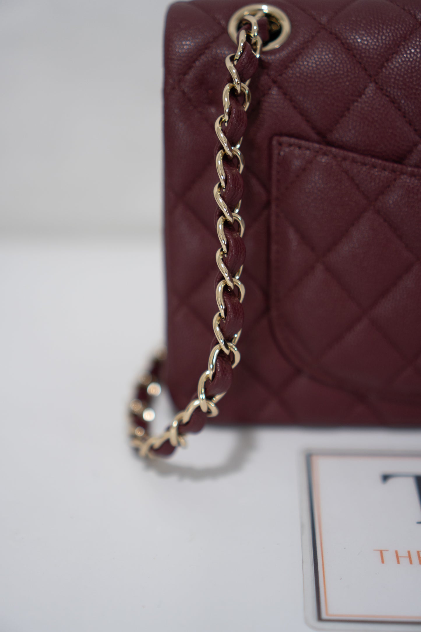 Classic Flap Bag – Burgundy Caviar Leather with Light Gold Hardware