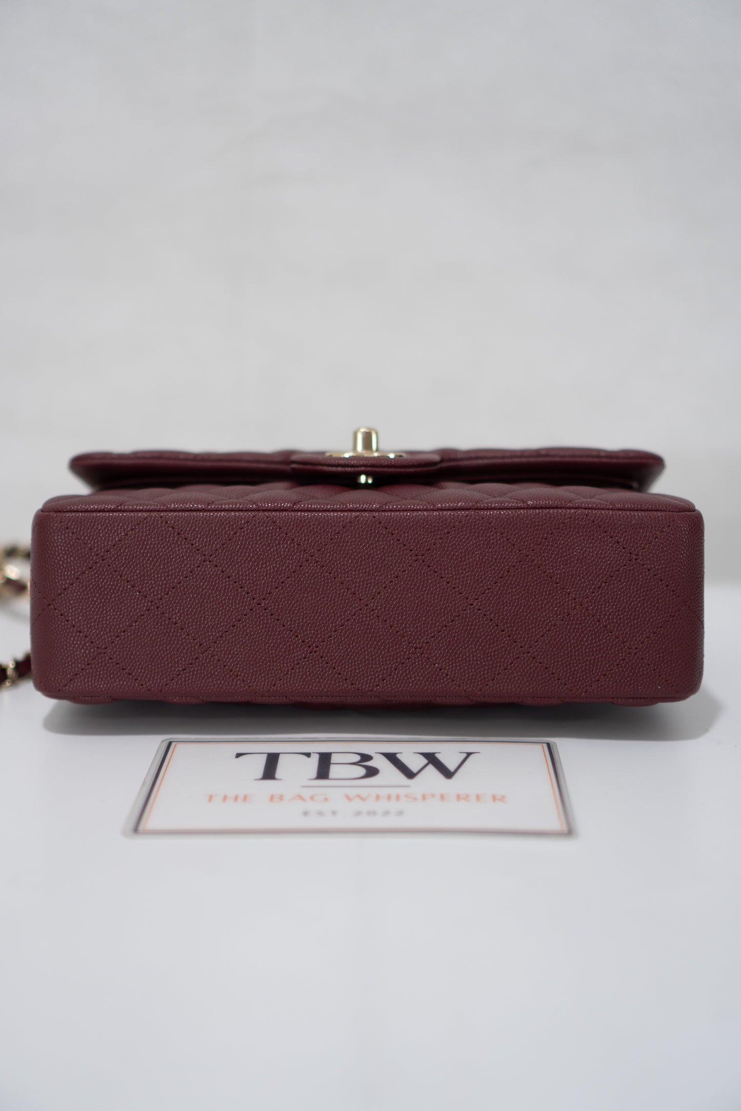 Classic Flap Bag – Burgundy Caviar Leather with Light Gold Hardware