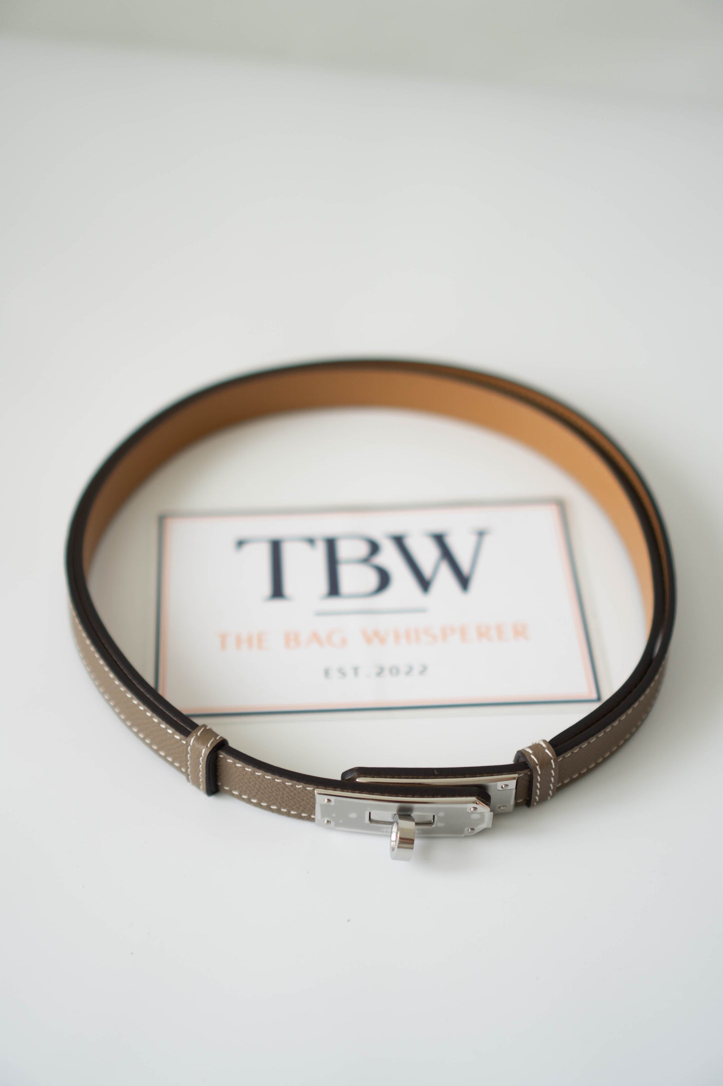 KL Belt – Etoupe Epsom Leather with Palladium Hardware
