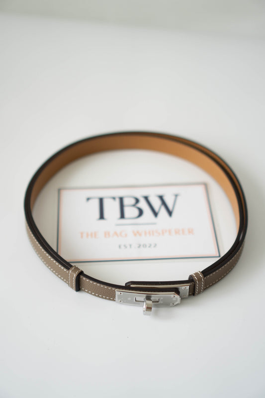KL Belt – Etoupe Epsom Leather with Palladium Hardware