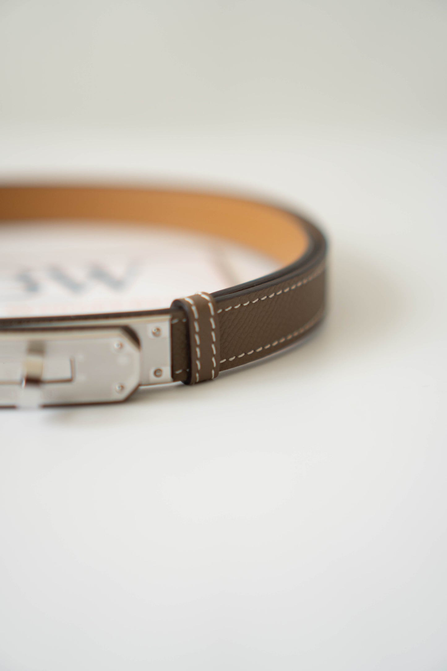 KL Belt – Etoupe Epsom Leather with Palladium Hardware