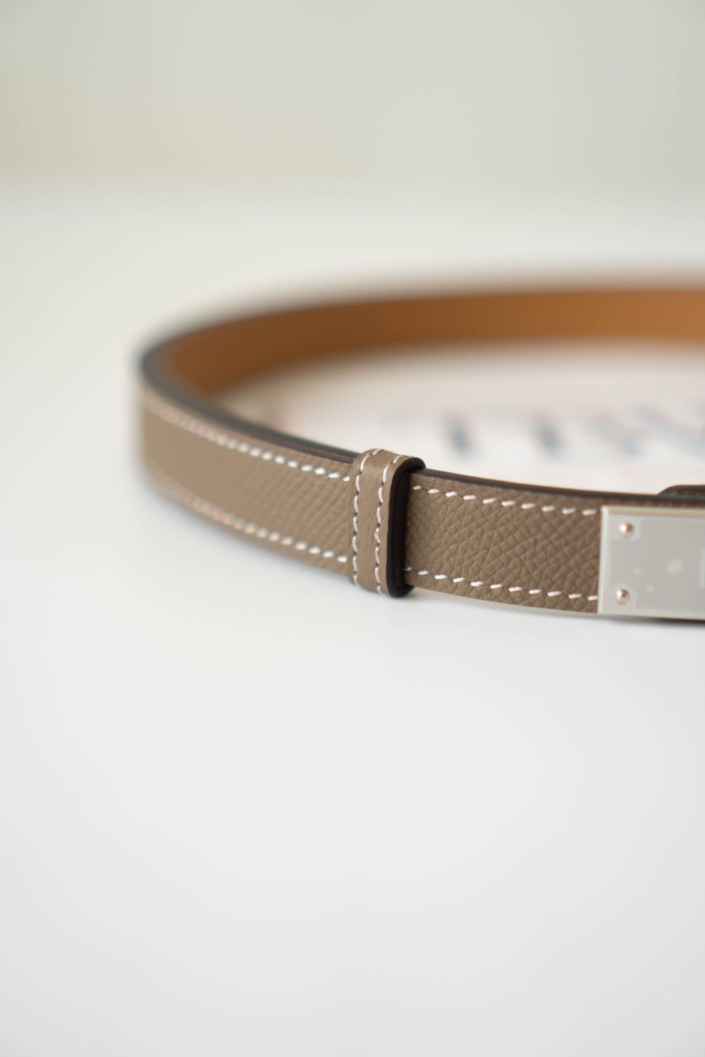 KL Belt – Etoupe Epsom Leather with Palladium Hardware