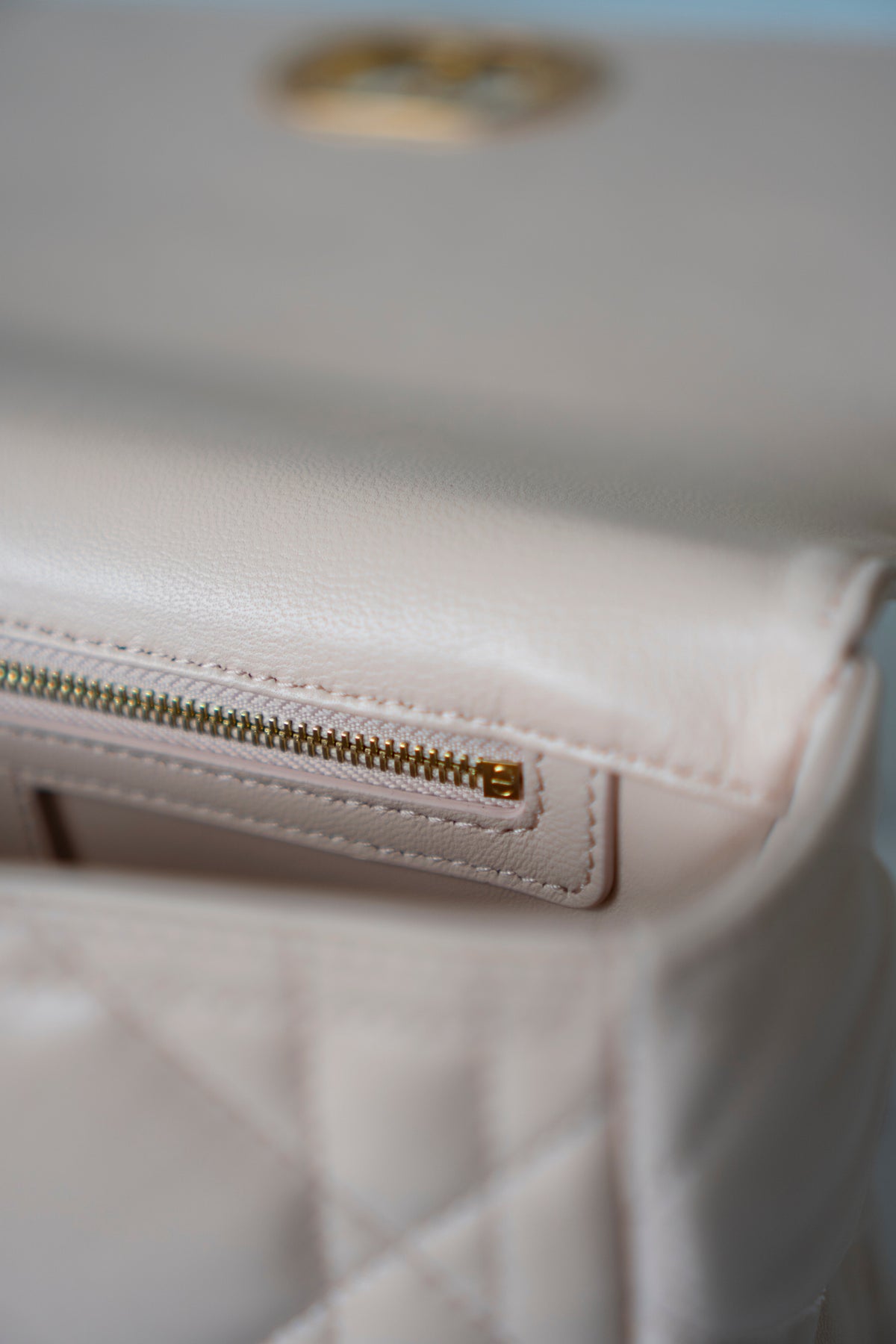 Caro Medium – Powder Beige Lambskin with Gold Hardware