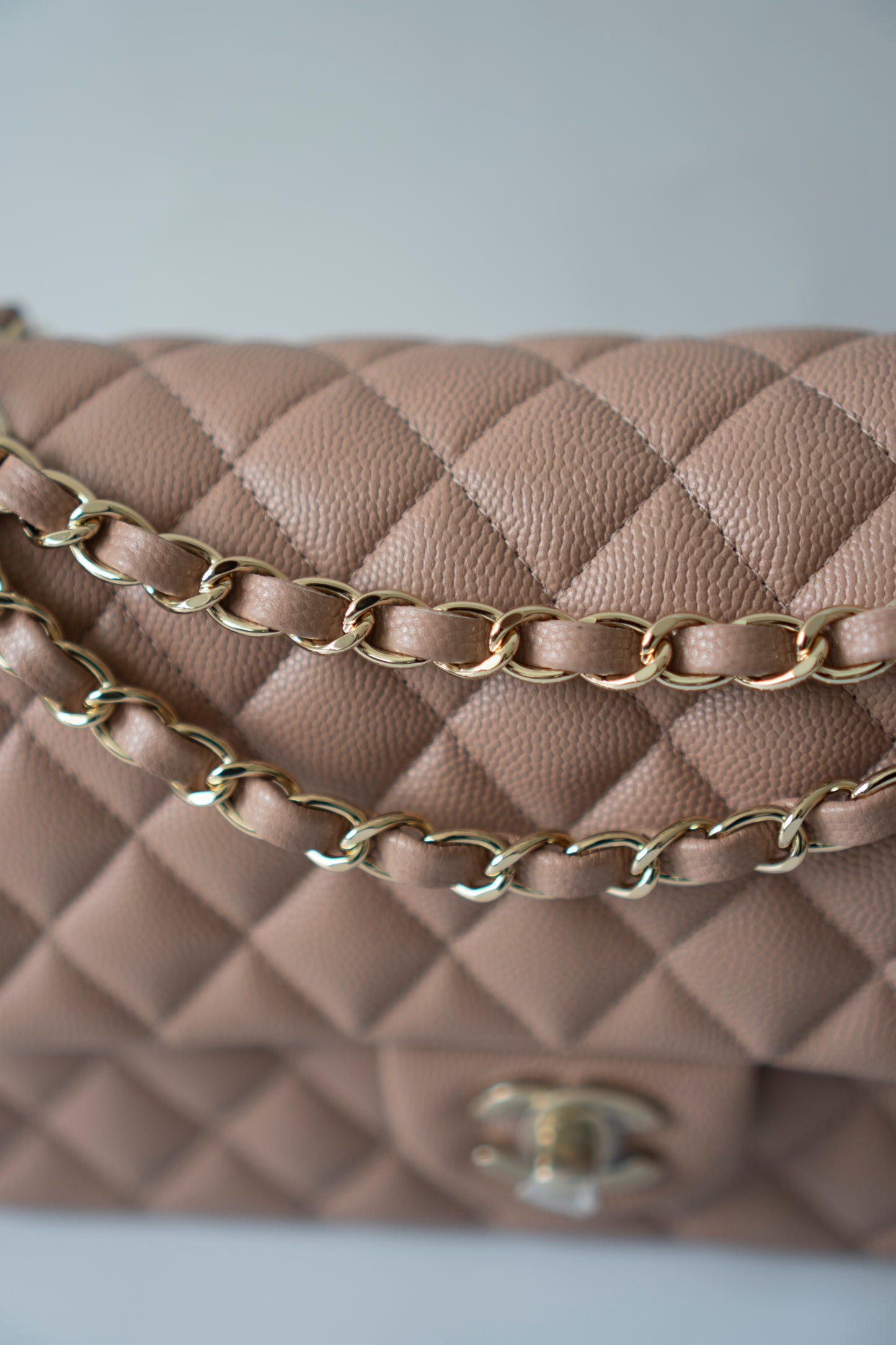 Classic Flap Medium – Dark Beige Caviar with Gold Hardware