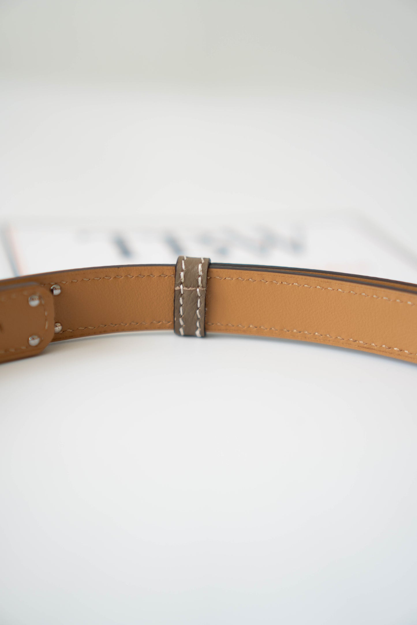 KL Belt – Etoupe Epsom Leather with Palladium Hardware