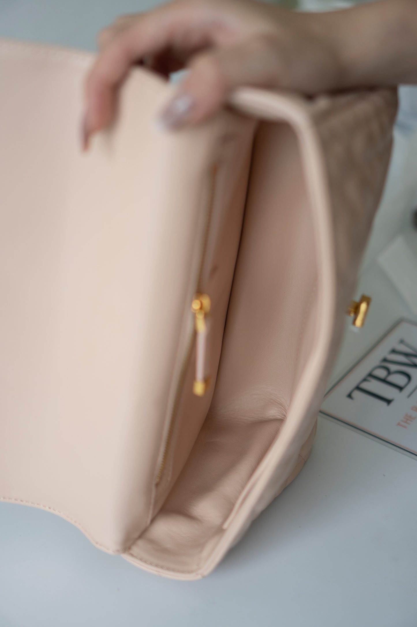 Caro Medium – Powder Beige Lambskin with Gold Hardware