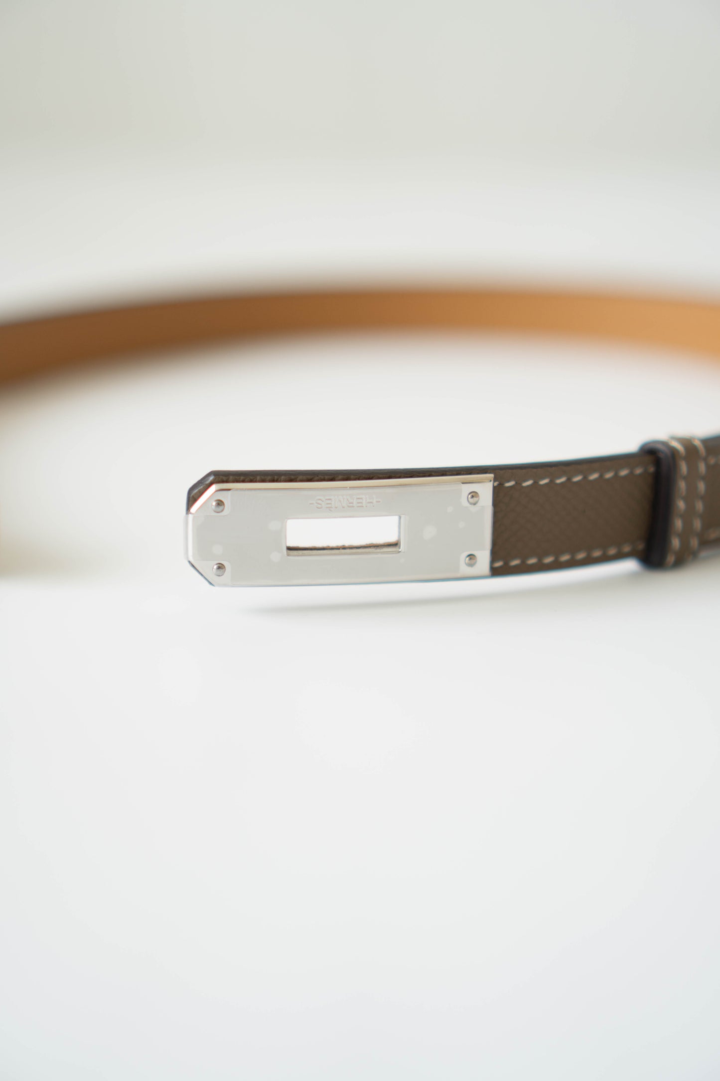 KL Belt – Etoupe Epsom Leather with Palladium Hardware