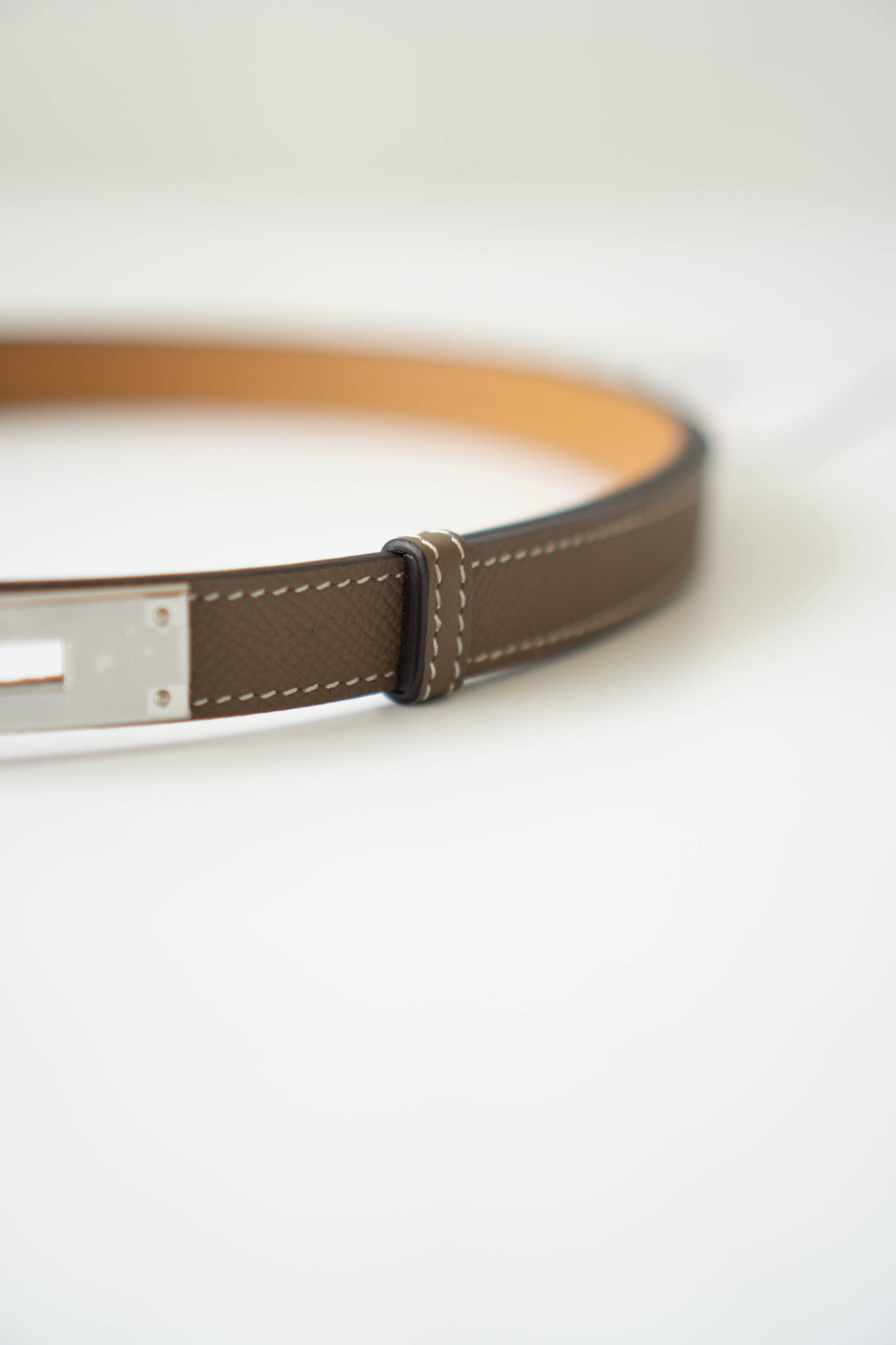 KL Belt – Etoupe Epsom Leather with Palladium Hardware