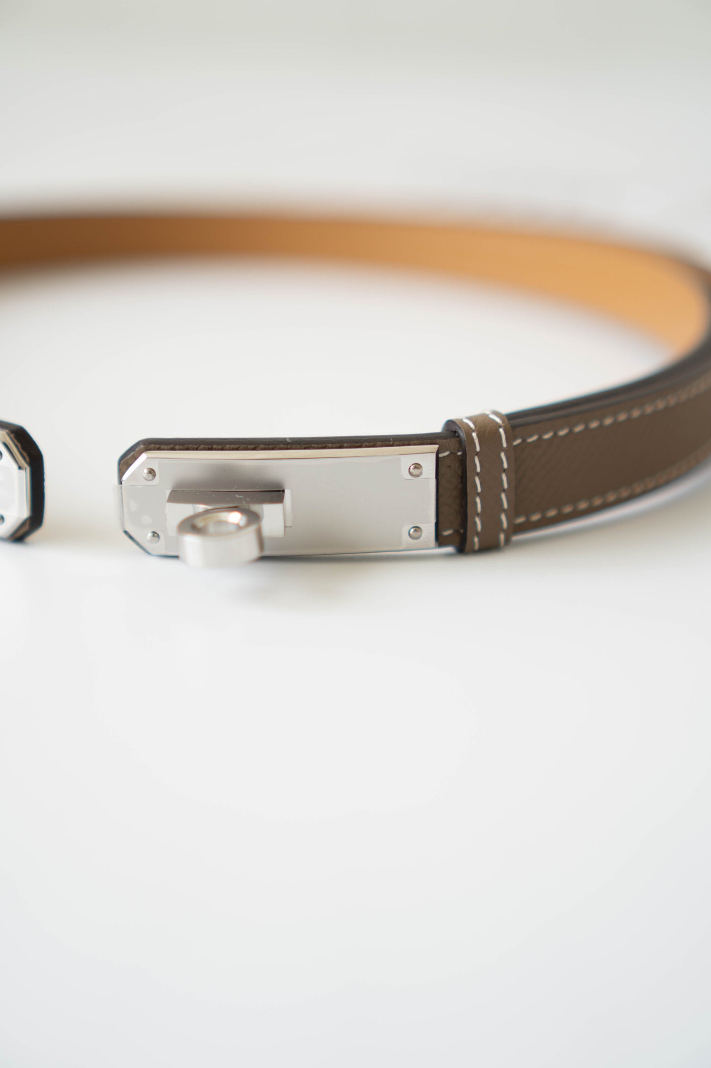 KL Belt – Etoupe Epsom Leather with Palladium Hardware