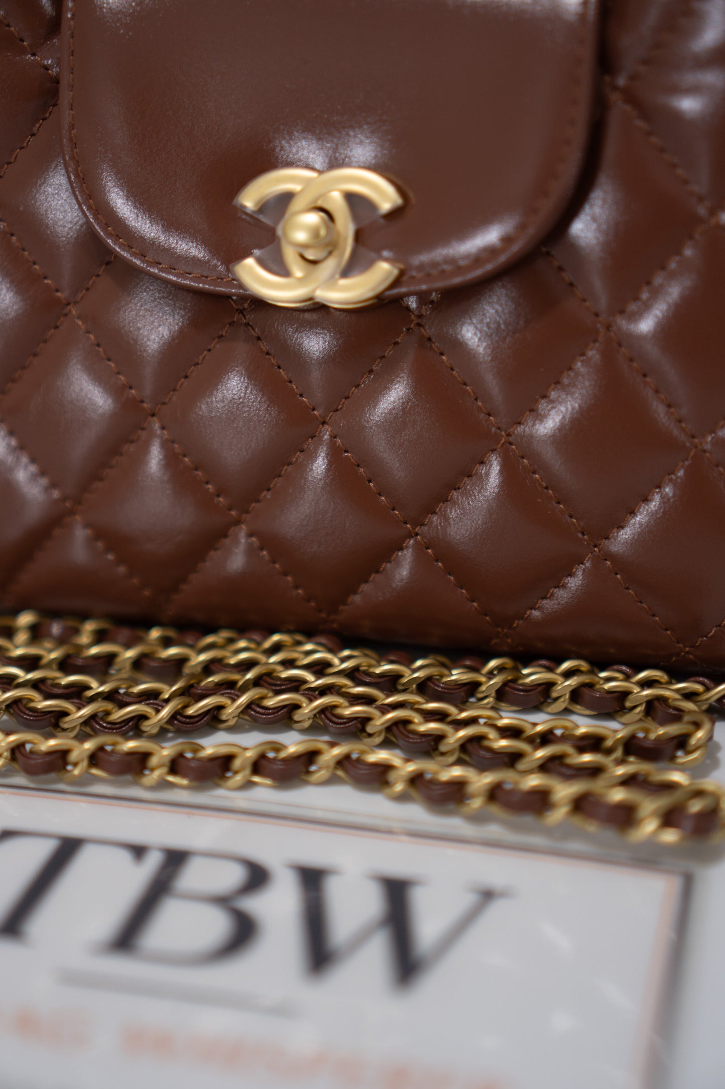 Quilted Mini KL Top Handle Bag – Brown Aged Calfskin Leather with Gold Hardware