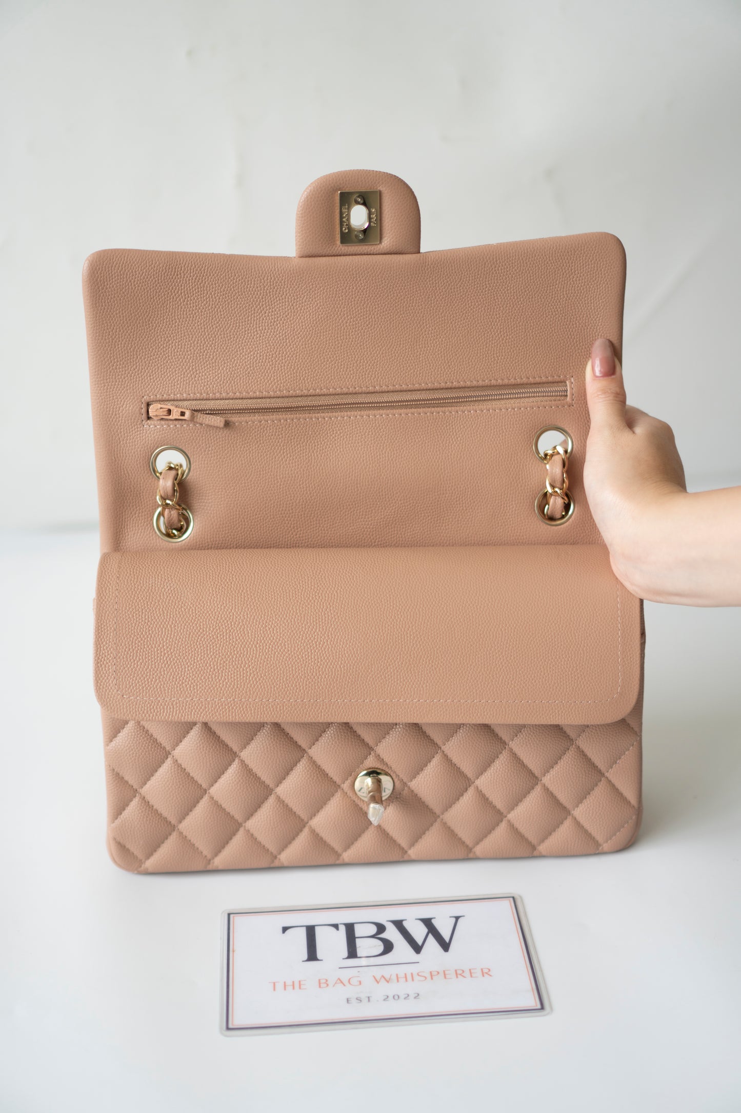 Classic Flap Medium – Dark Beige Caviar with Gold Hardware