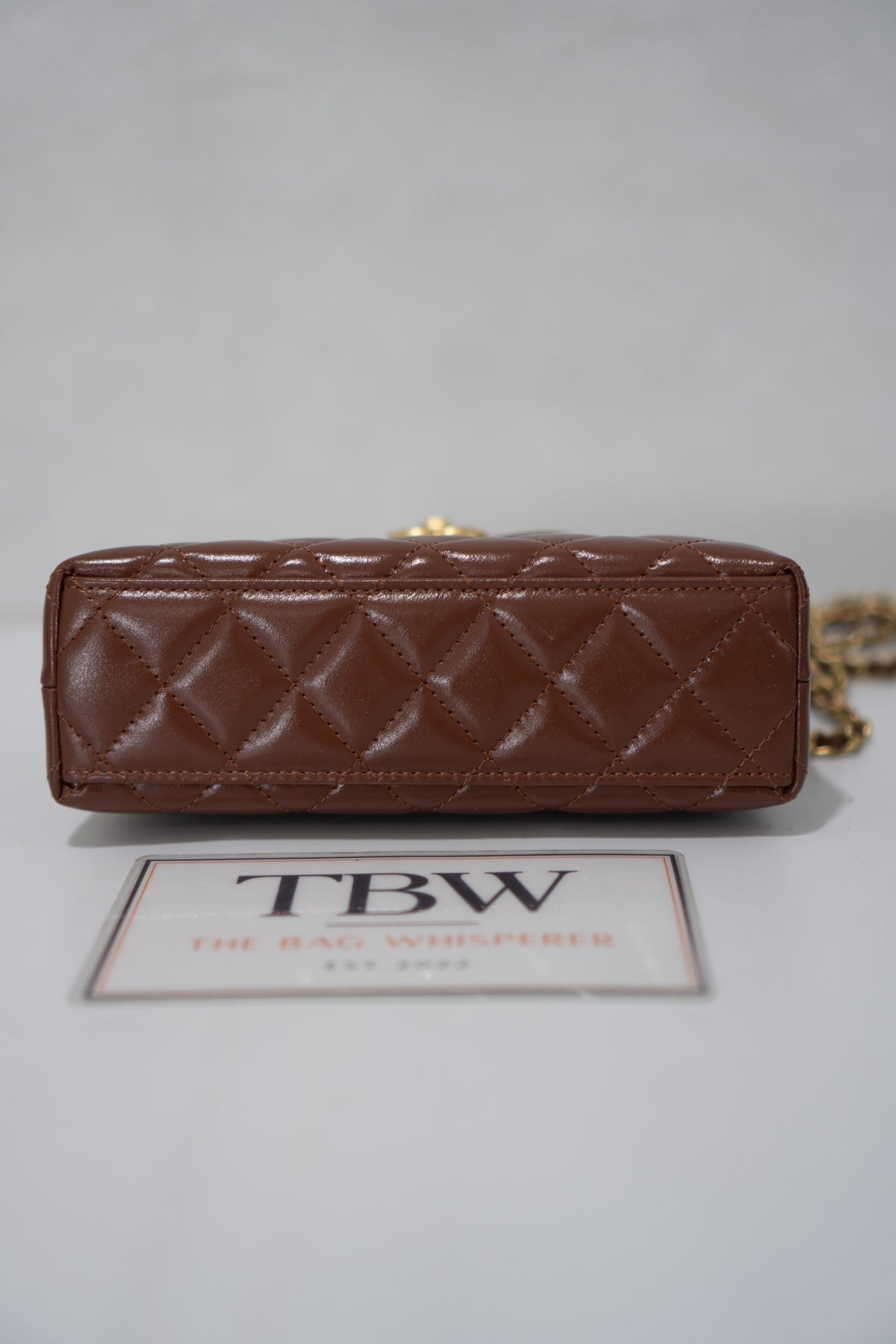 Quilted Mini KL Top Handle Bag – Brown Aged Calfskin Leather with Gold Hardware
