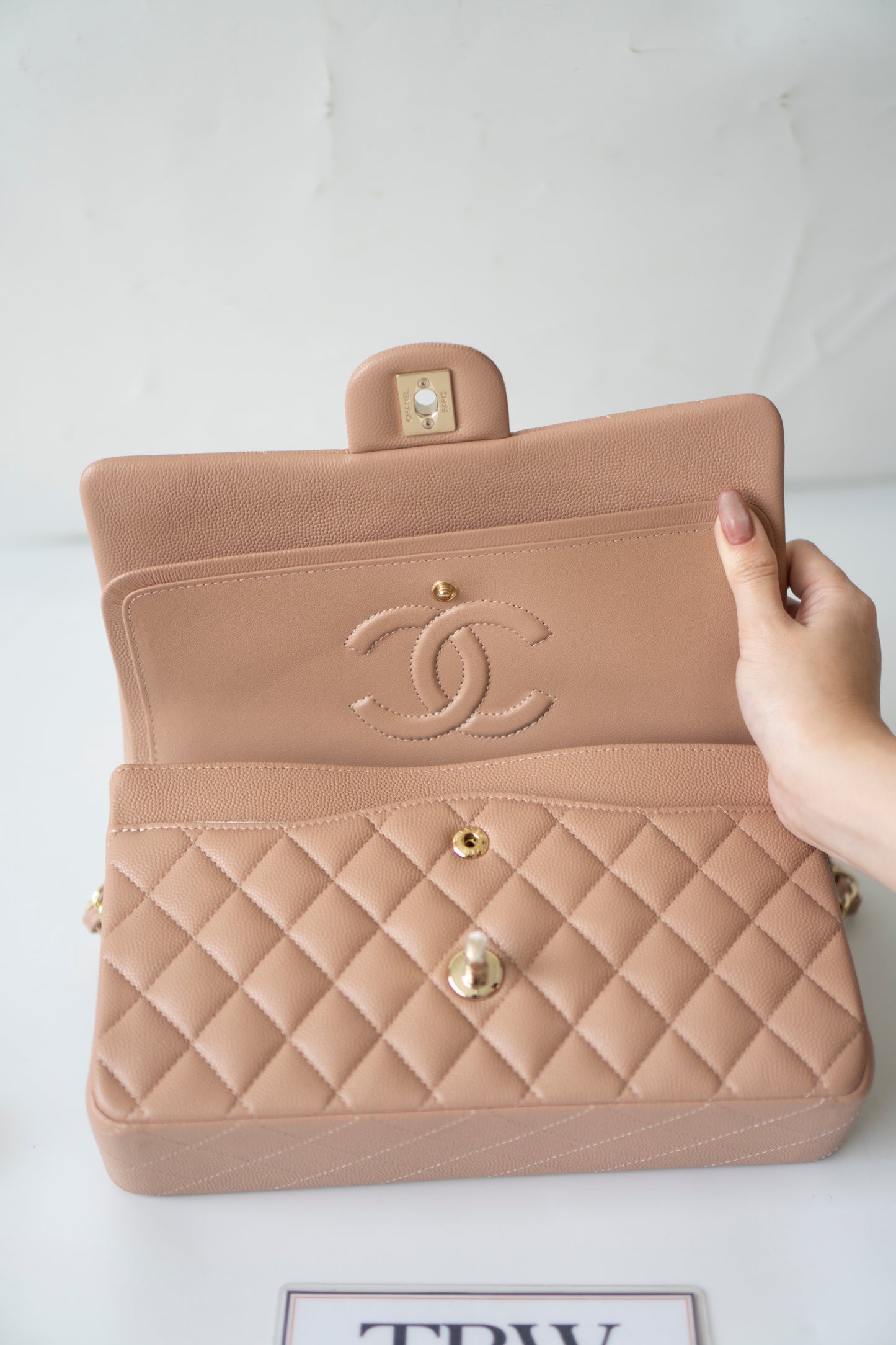 Classic Flap Medium – Dark Beige Caviar with Gold Hardware