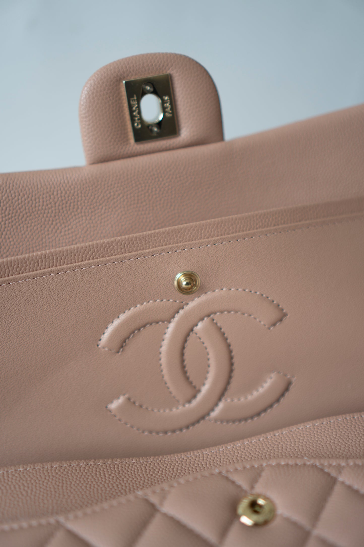 Classic Flap Medium – Dark Beige Caviar with Gold Hardware
